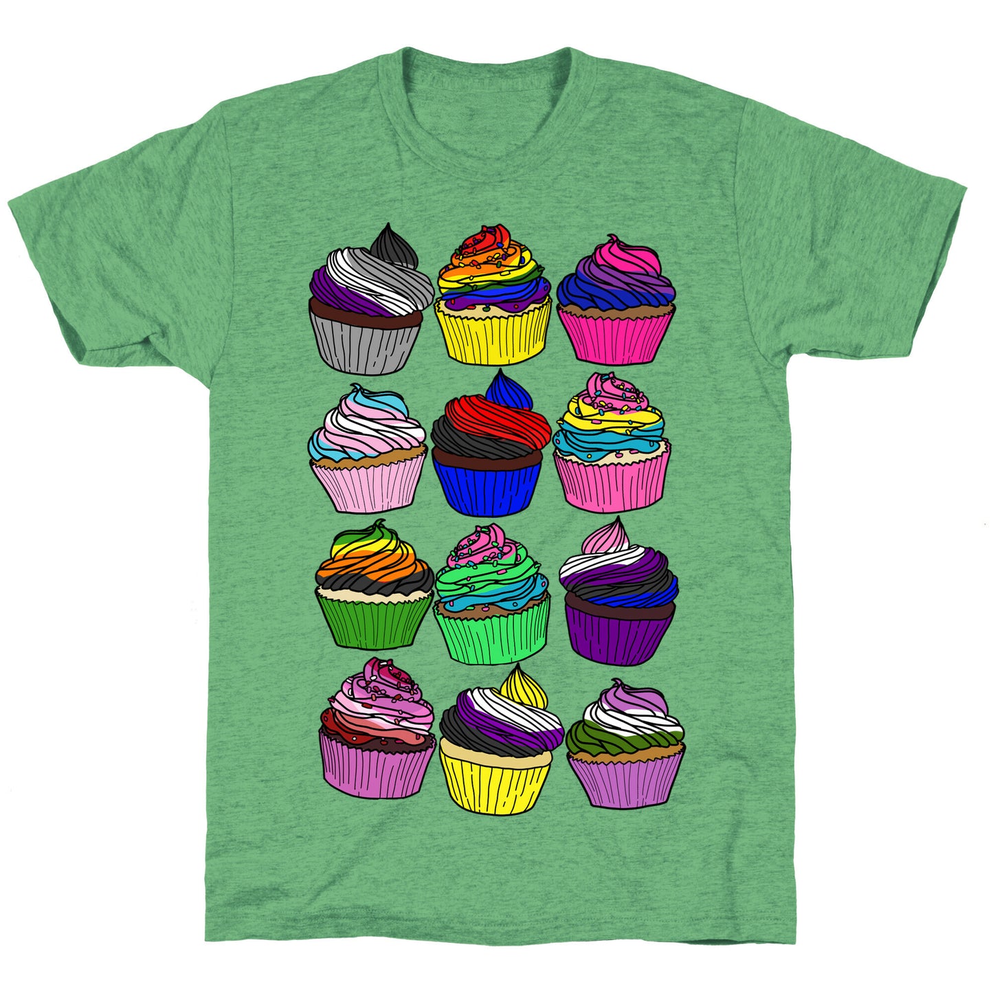 LGBTQ+ Cartoon Cupcakes Unisex Triblend Tee