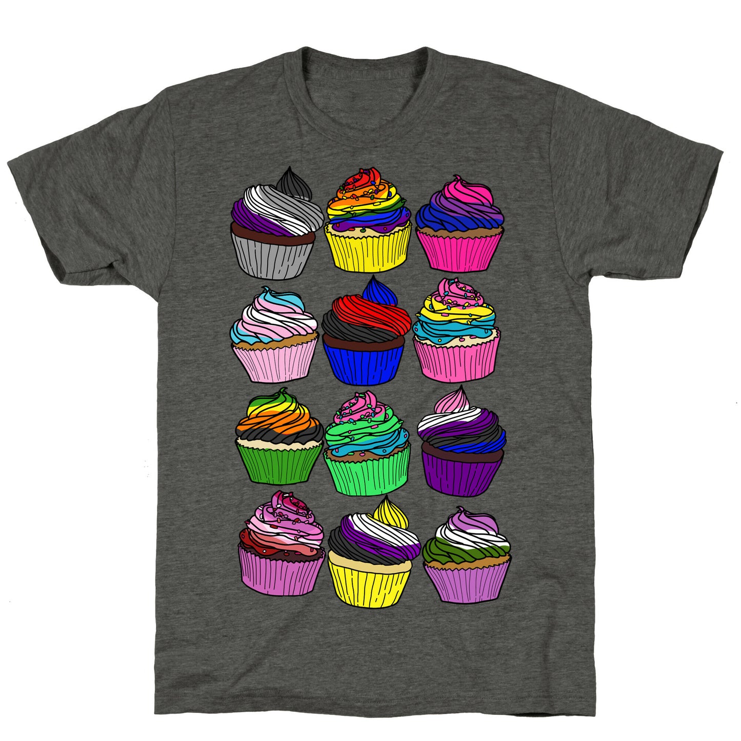 LGBTQ+ Cartoon Cupcakes Unisex Triblend Tee