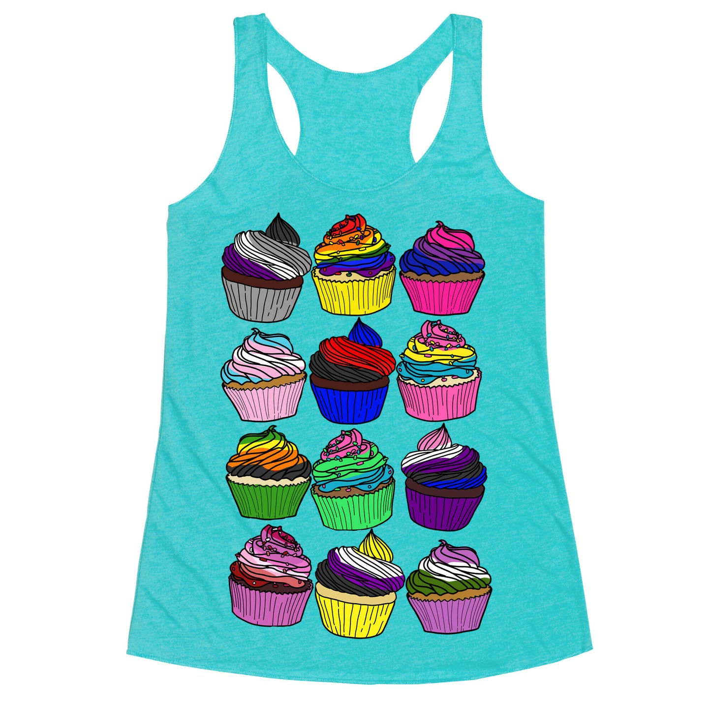LGBTQ+ Cartoon Cupcakes Racerback Tank