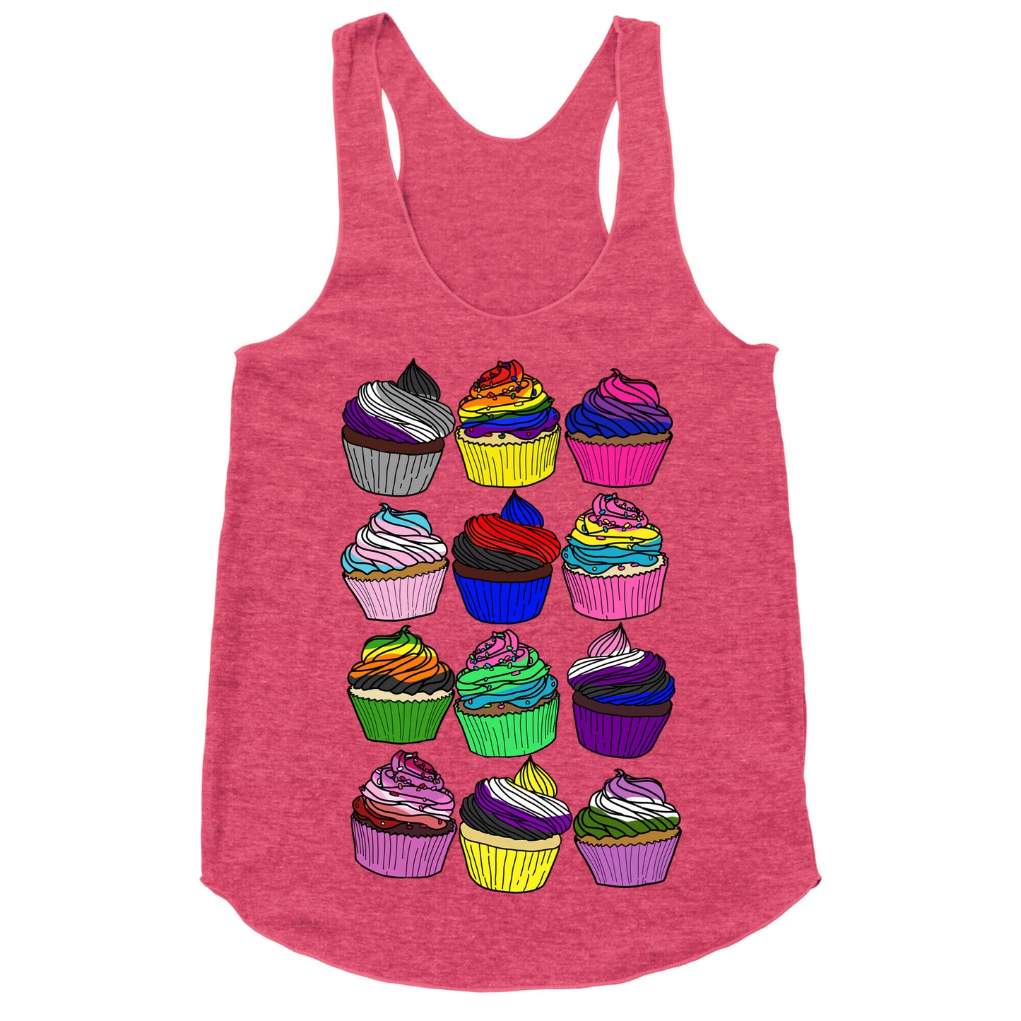 LGBTQ+ Cartoon Cupcakes Racerback Tank
