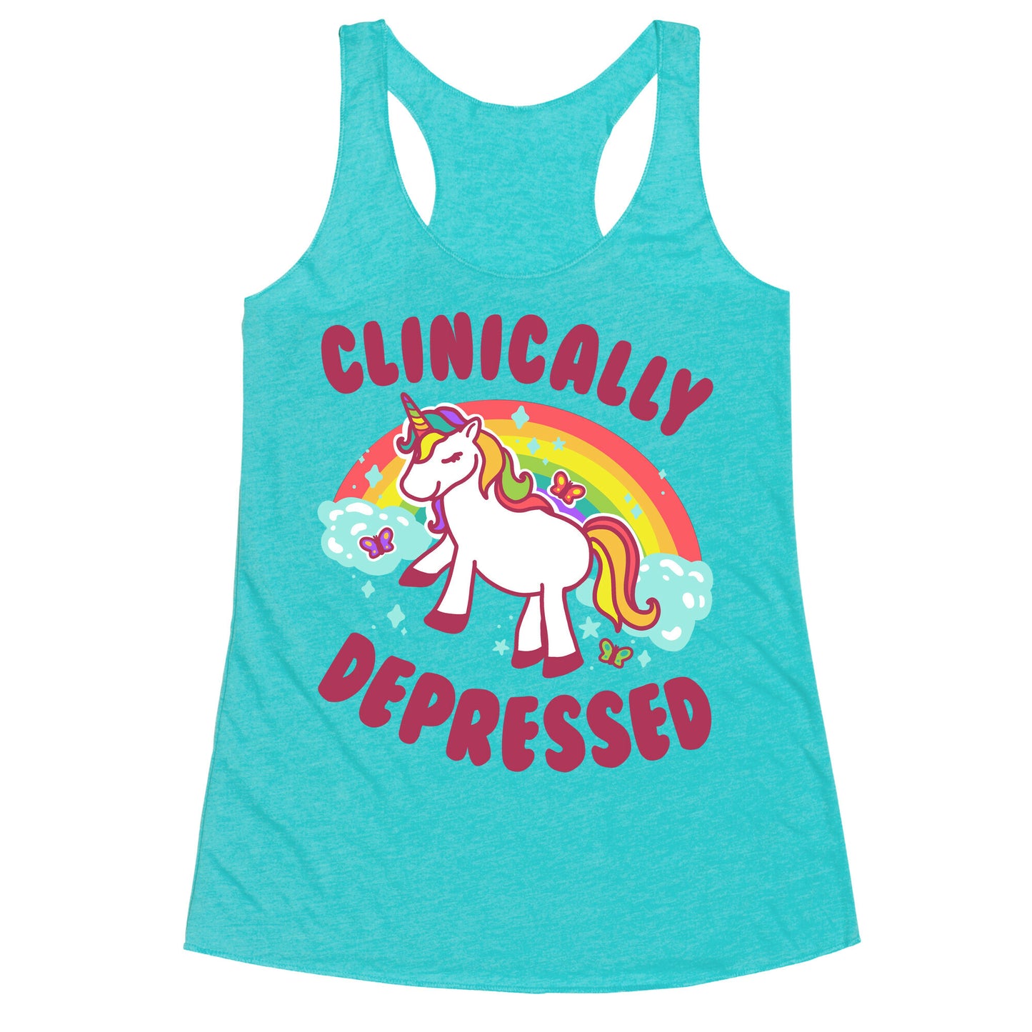 Clinically Depressed Unicorn Racerback Tank