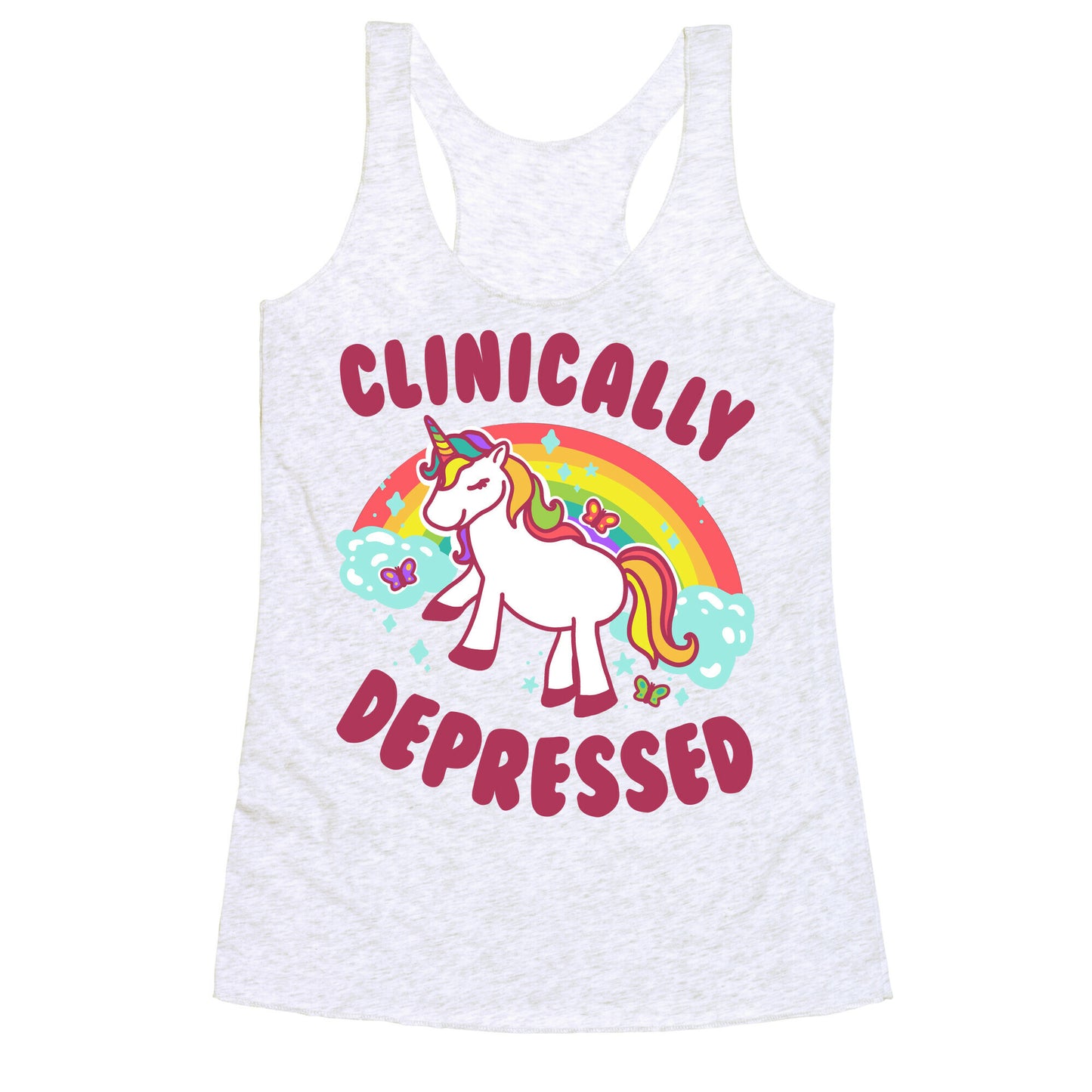 Clinically Depressed Unicorn Racerback Tank