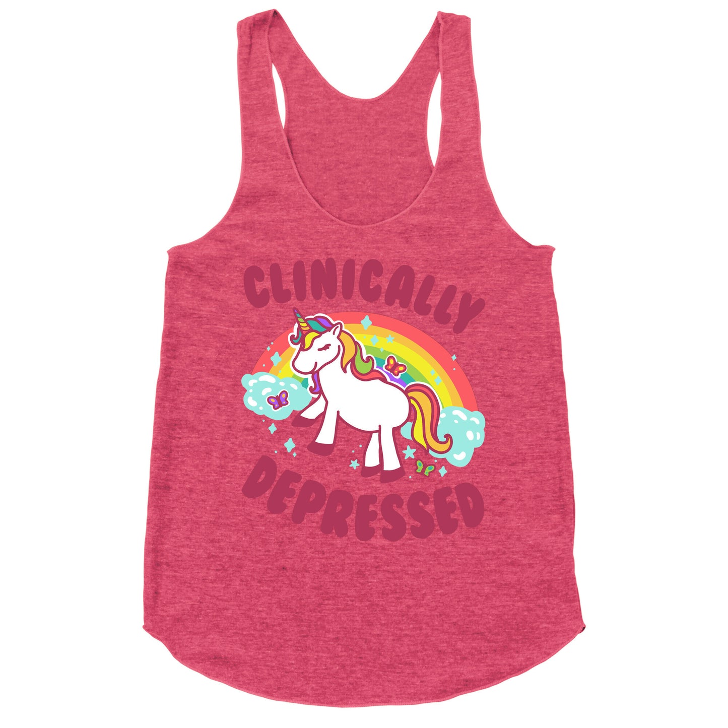 Clinically Depressed Unicorn Racerback Tank