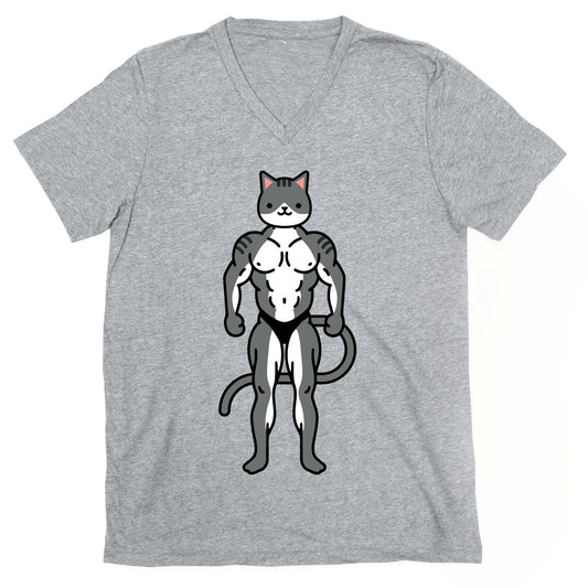 Buff Cat Grey Tabby V-Neck