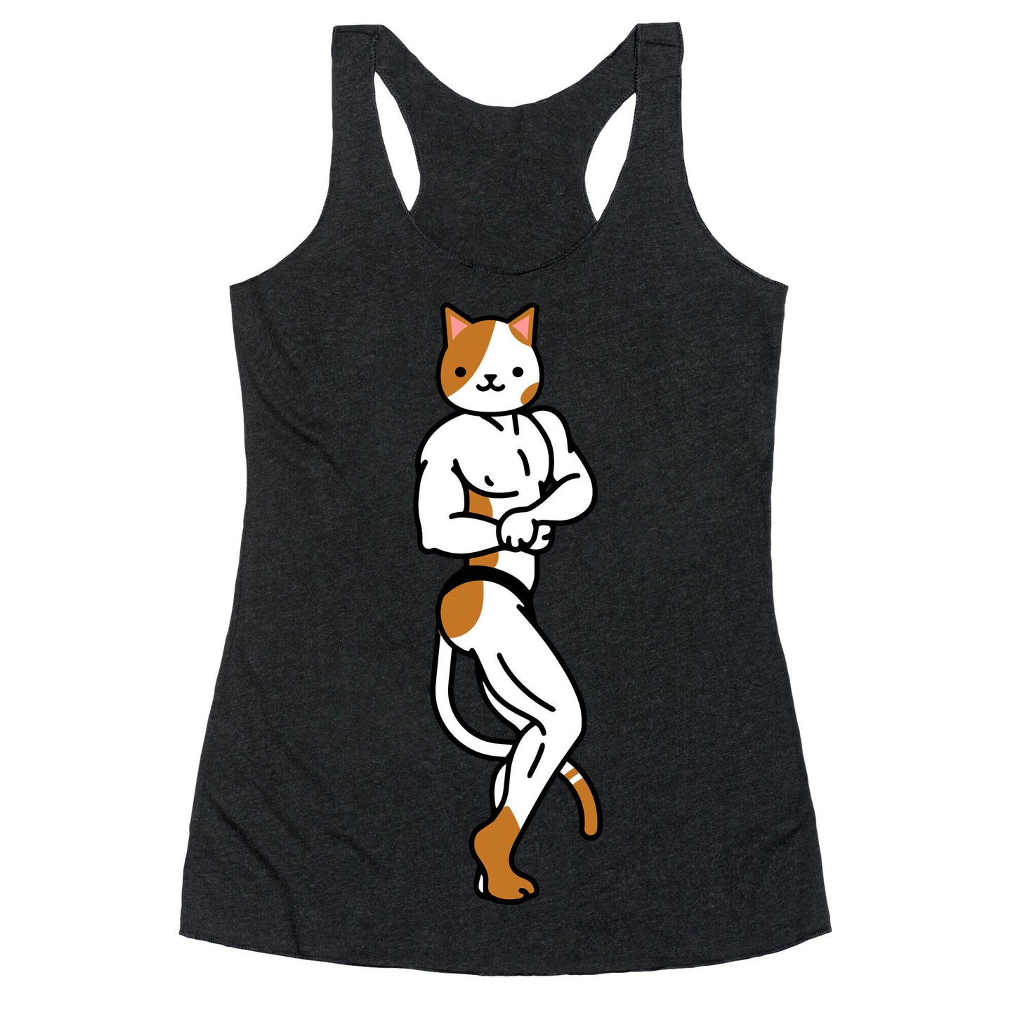 Buff Cat White and Brown Spotted Racerback Tank