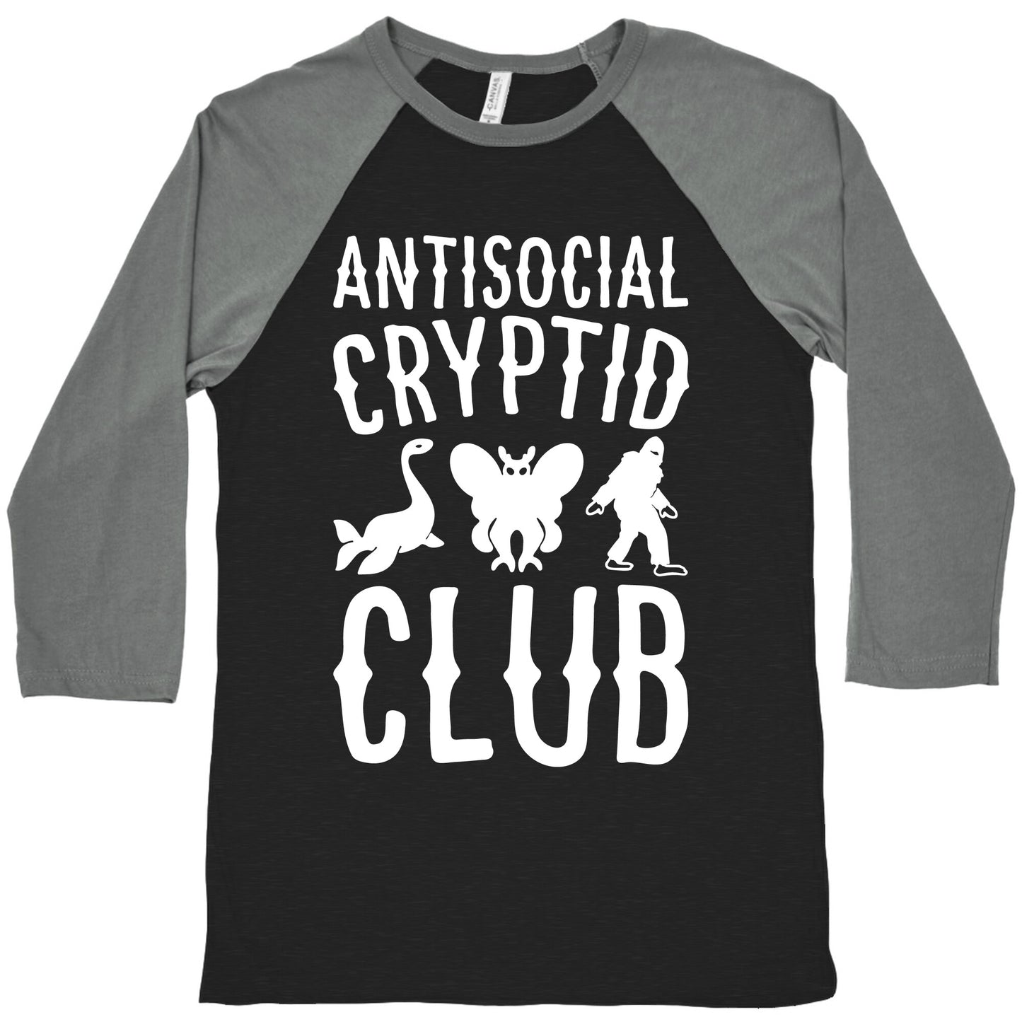 Antisocial Cryptid Club White Print Baseball Tee