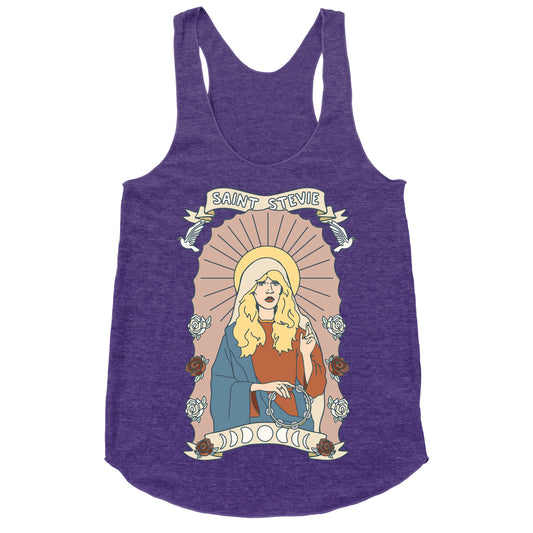 Saint Stevie Parody White Print Racerback Tank
