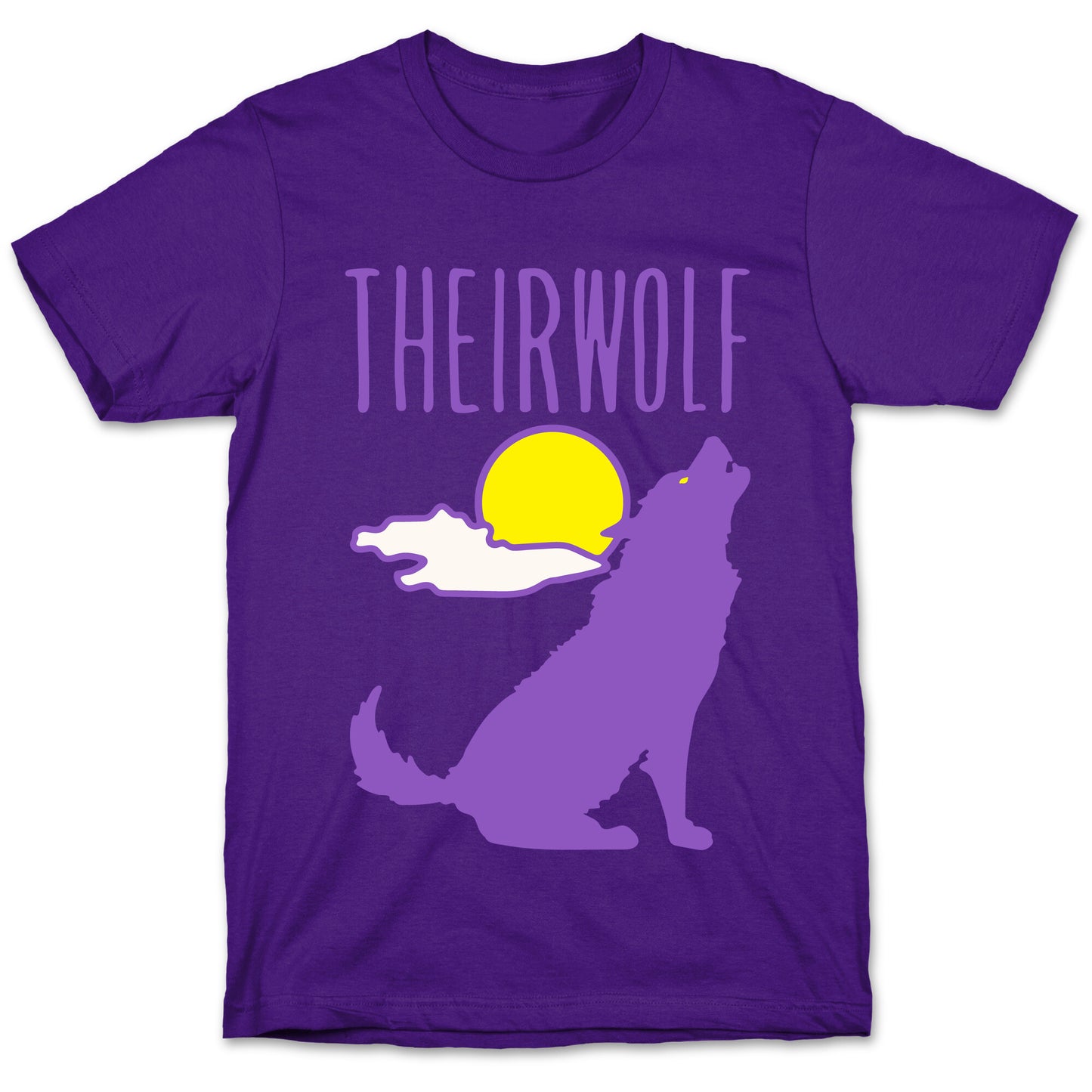Their-Wolf Non-Binary Werewolf Parody White Print T-Shirt