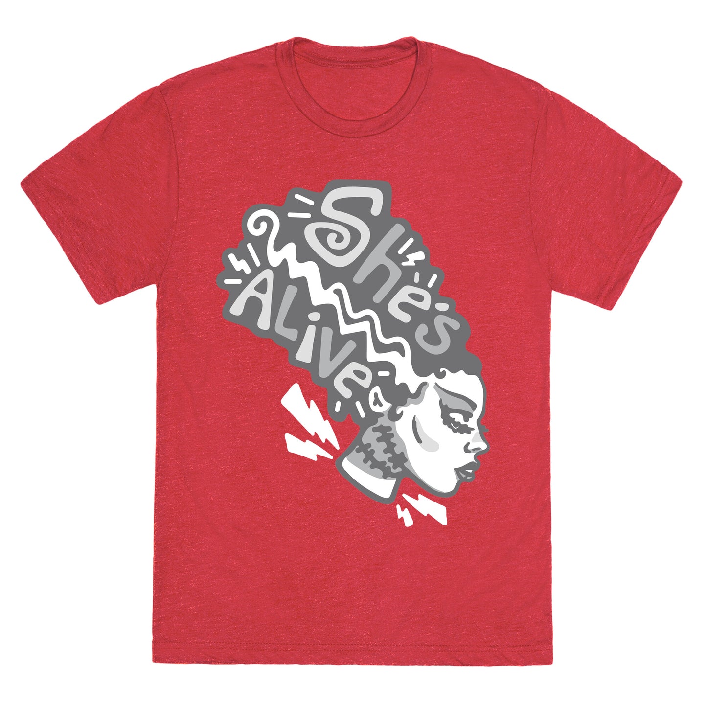 She's Alive Bride of Frankenstein Parody White Print Unisex Triblend Tee