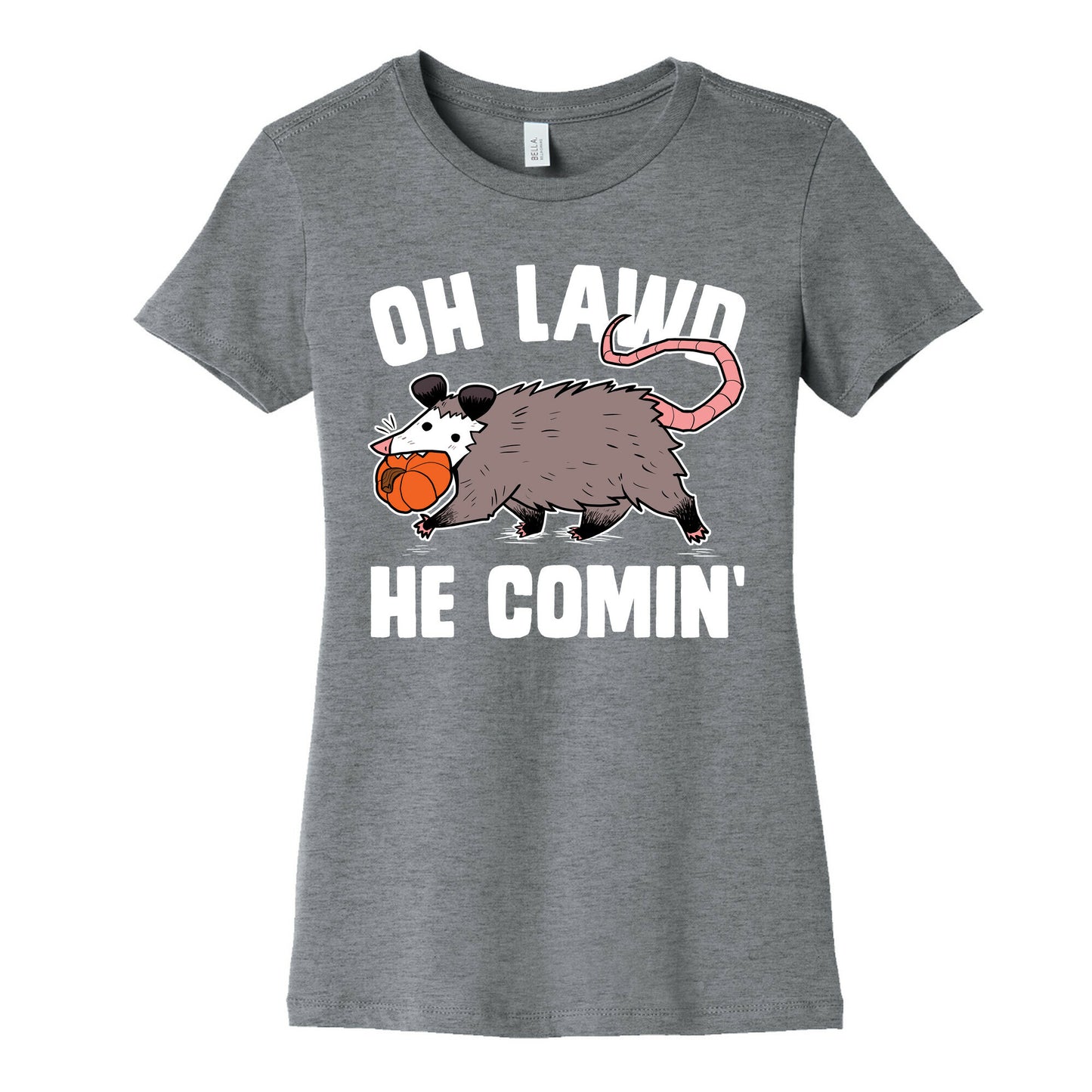 Oh Lawd He Comin' Pumpkin Possum Women's Cotton Tee