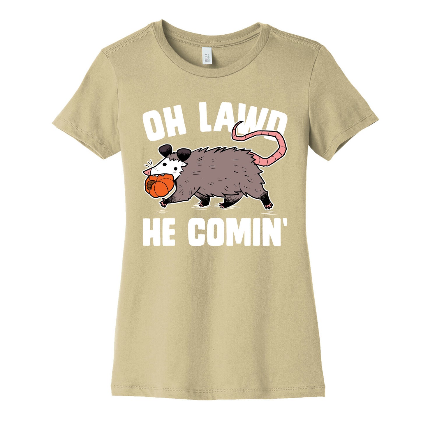Oh Lawd He Comin' Pumpkin Possum Women's Cotton Tee