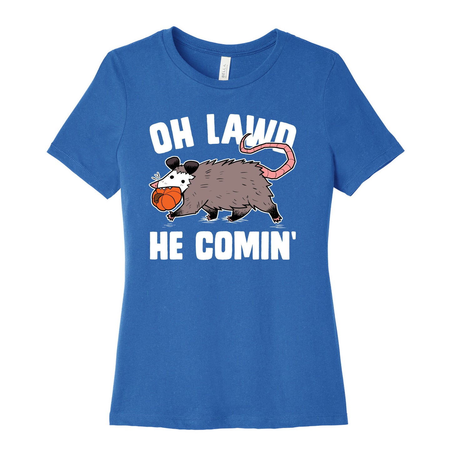 Oh Lawd He Comin' Pumpkin Possum Women's Cotton Tee