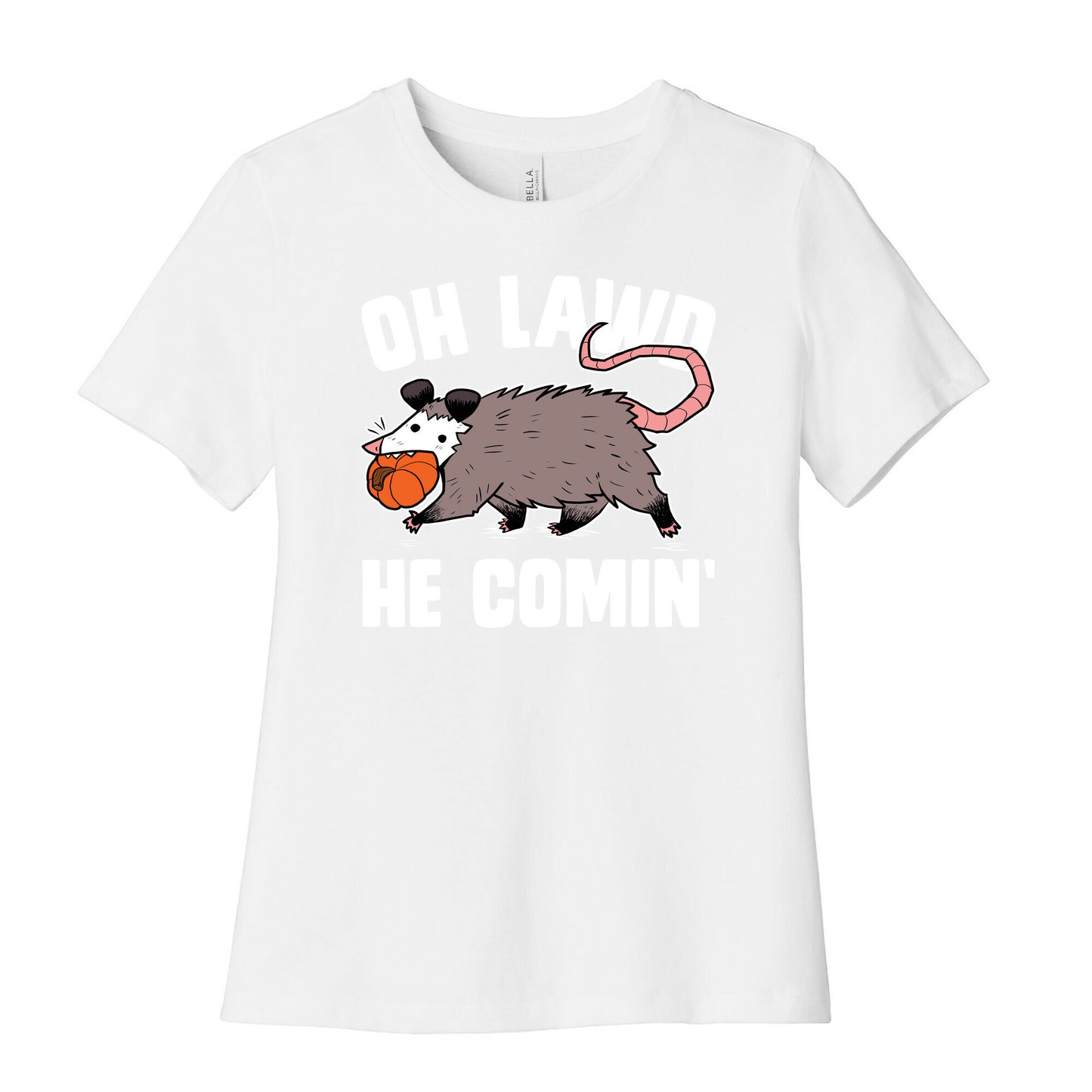 Oh Lawd He Comin' Pumpkin Possum Women's Cotton Tee