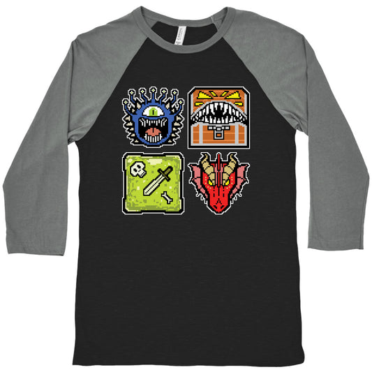 Pixel DnD Monsters Baseball Tee