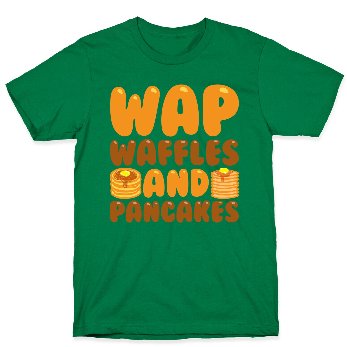 Waffles And Pancakes WAP Parody White Print T-Shirt