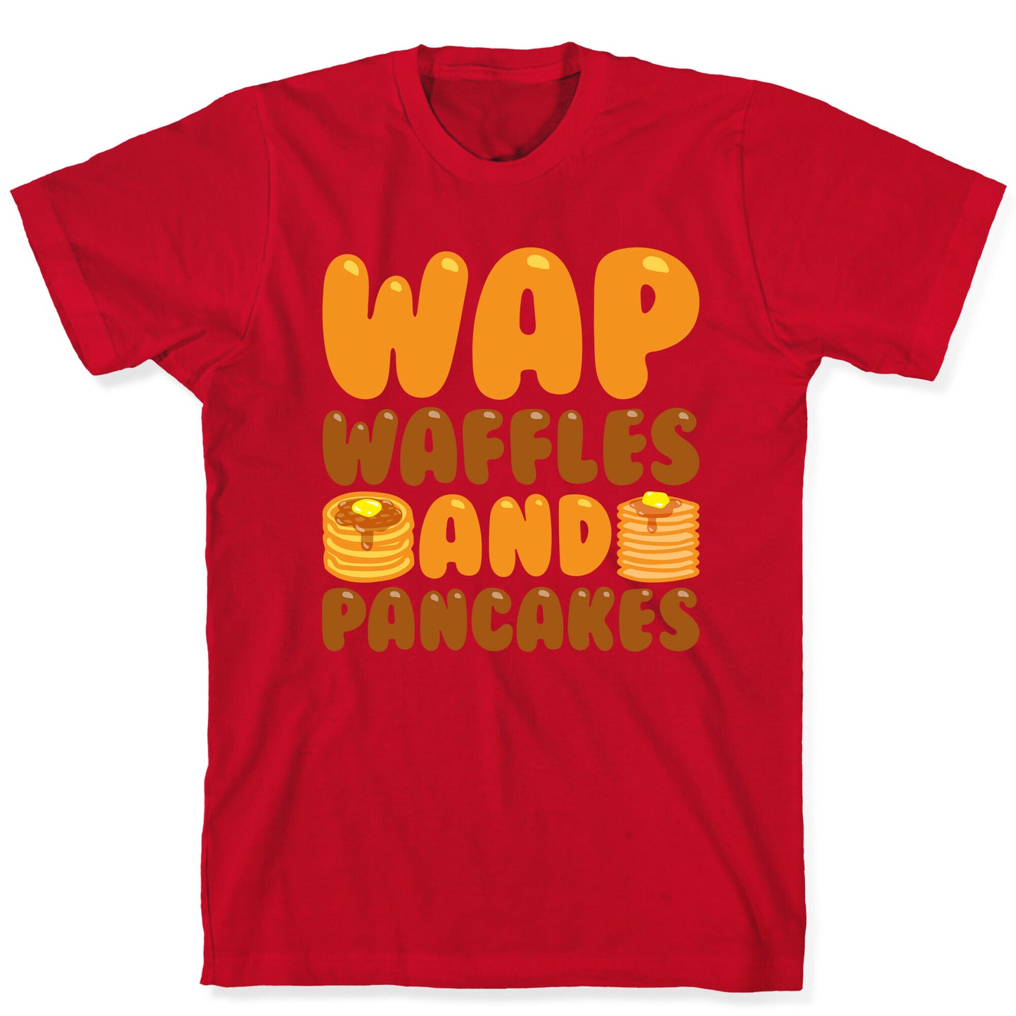 Waffles And Pancakes WAP Parody White Print T-Shirt