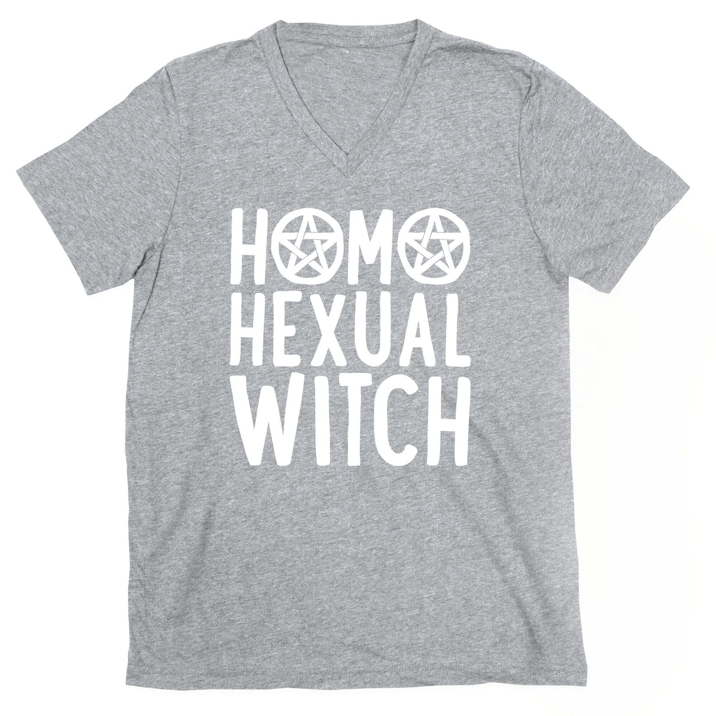 Homohexual Witch White Print V-Neck