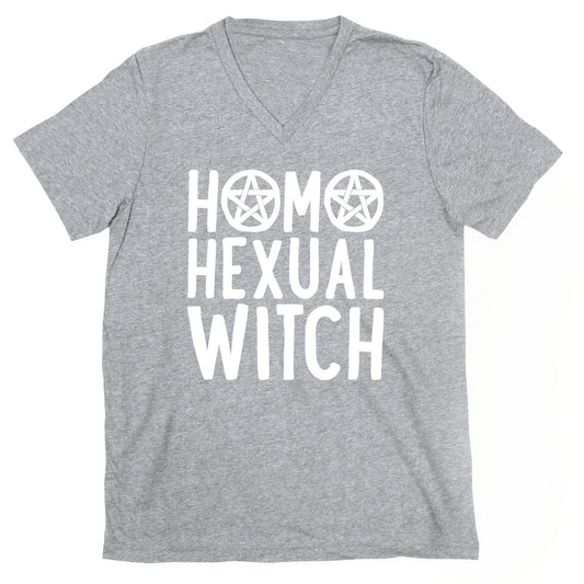 Homohexual Witch White Print V-Neck