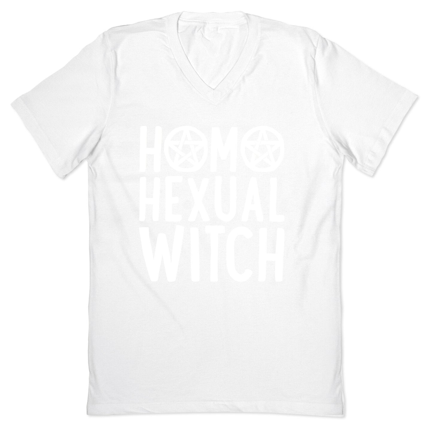Homohexual Witch White Print V-Neck