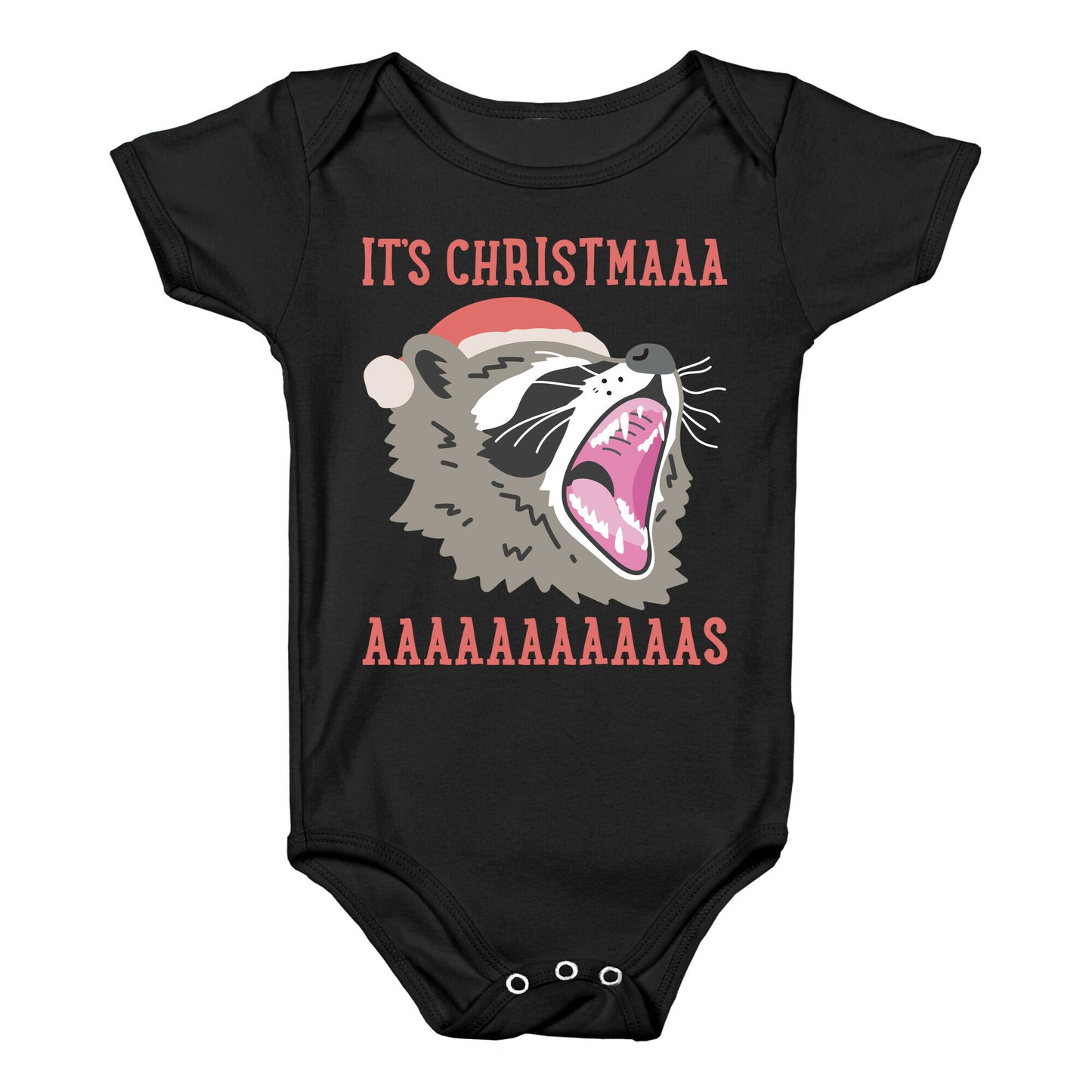 It's Christmas Screaming Raccoon Baby One Piece