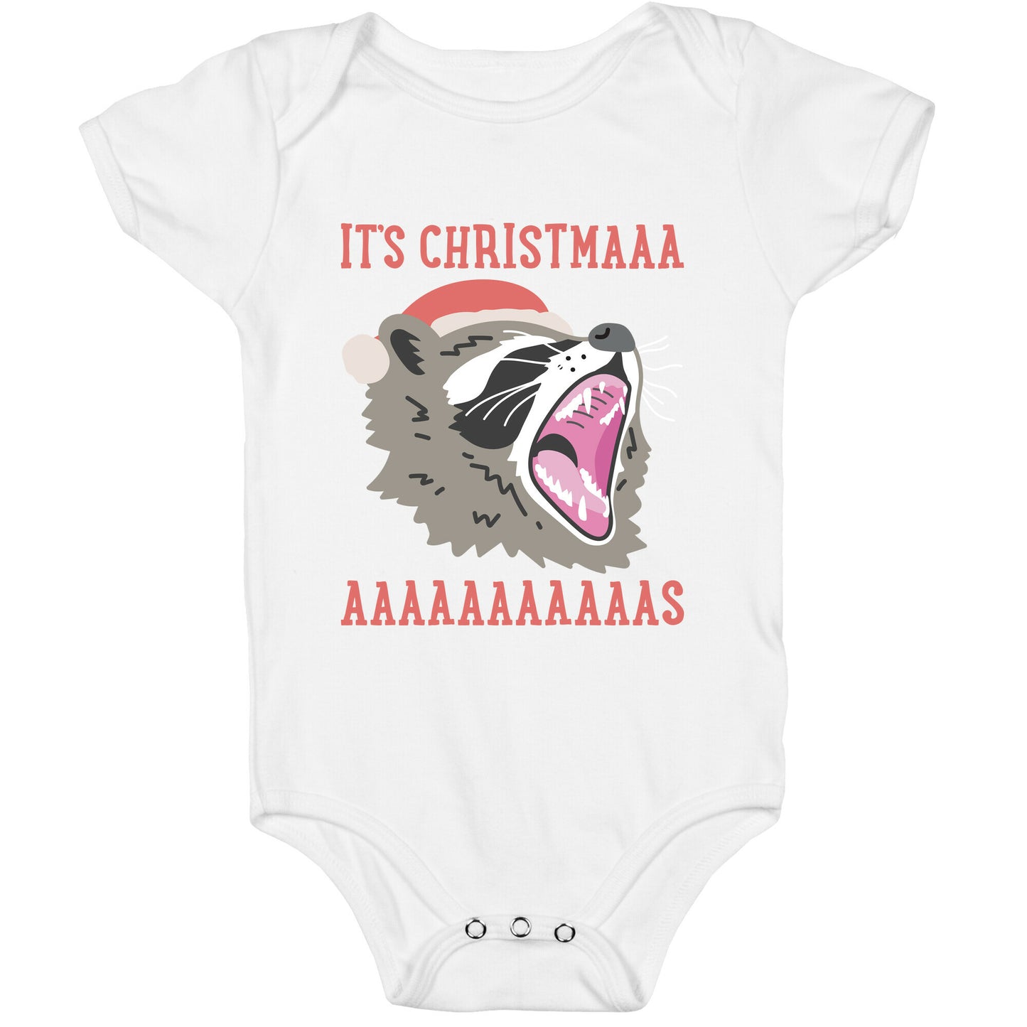 It's Christmas Screaming Raccoon Baby One Piece