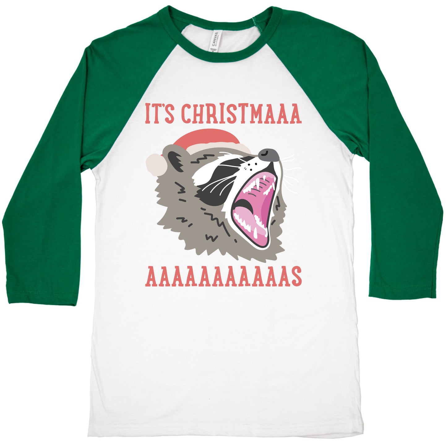 It's Christmas Screaming Raccoon Baseball Tee