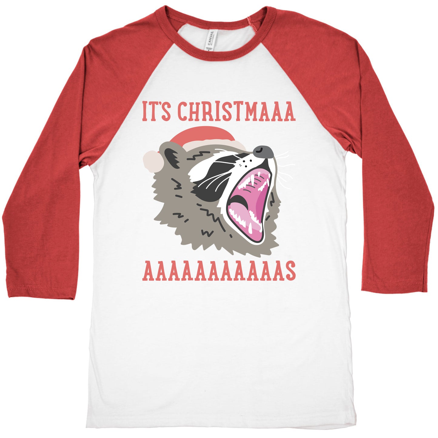 It's Christmas Screaming Raccoon Baseball Tee