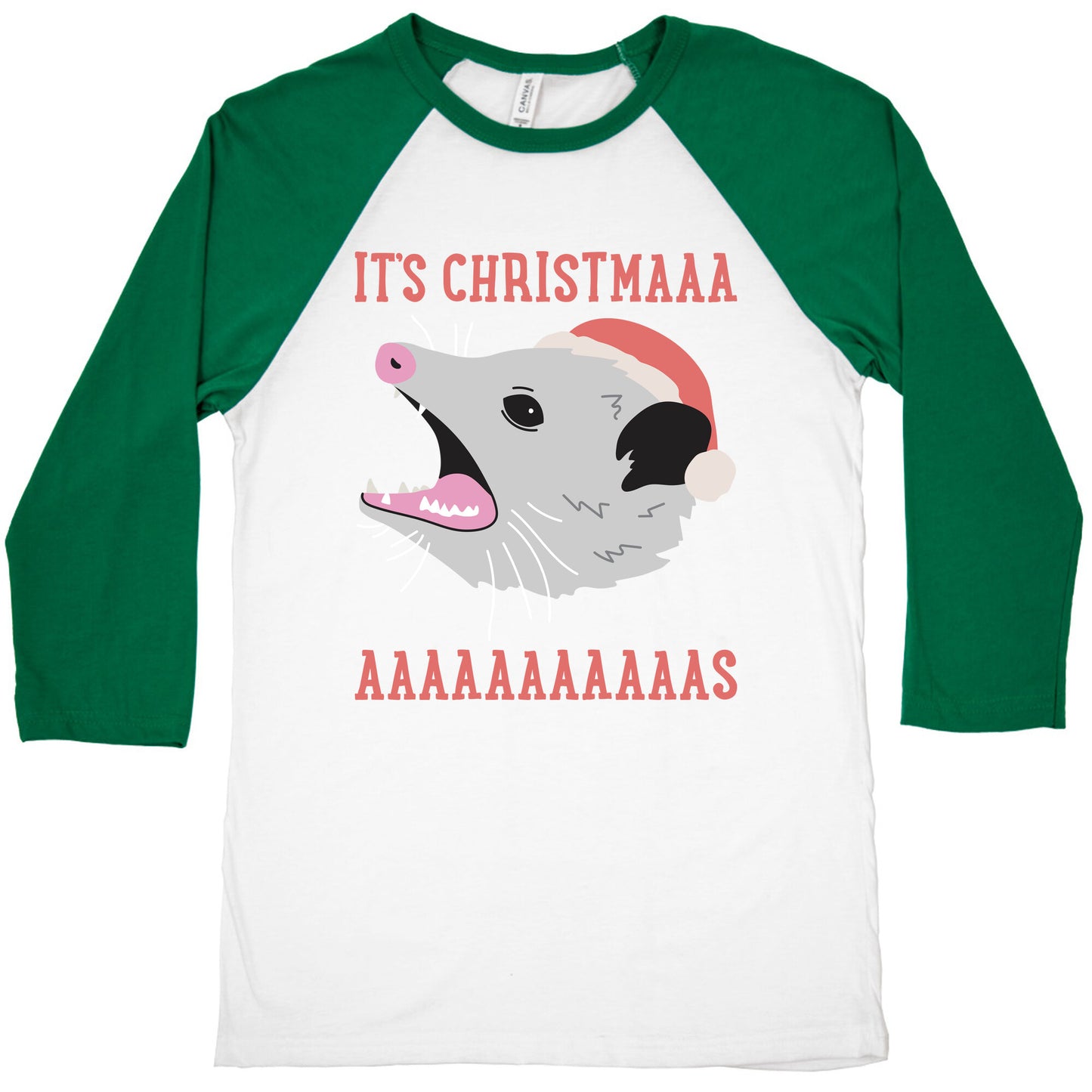 It's Christmas Screaming Opossum Baseball Tee