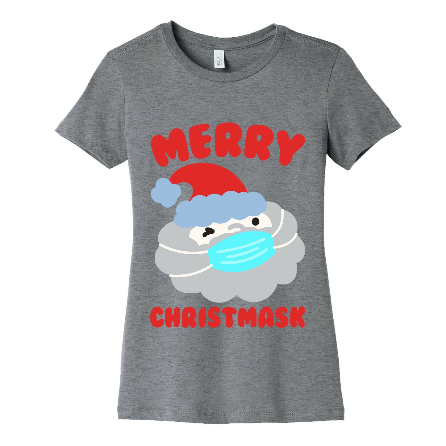 Merry Christmask White Print Women's Cotton Tee
