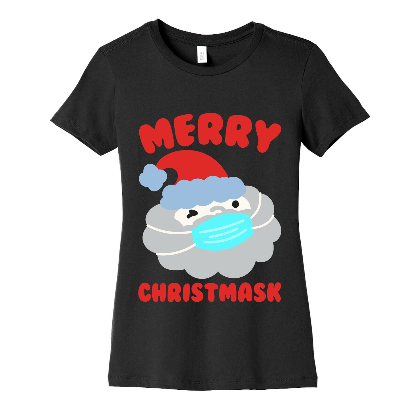 Merry Christmask White Print Women's Cotton Tee