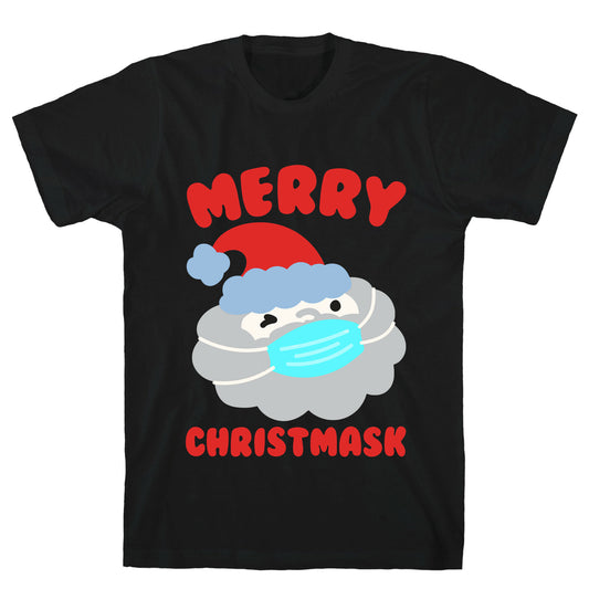 Merry Christmask White Print T-Shirt