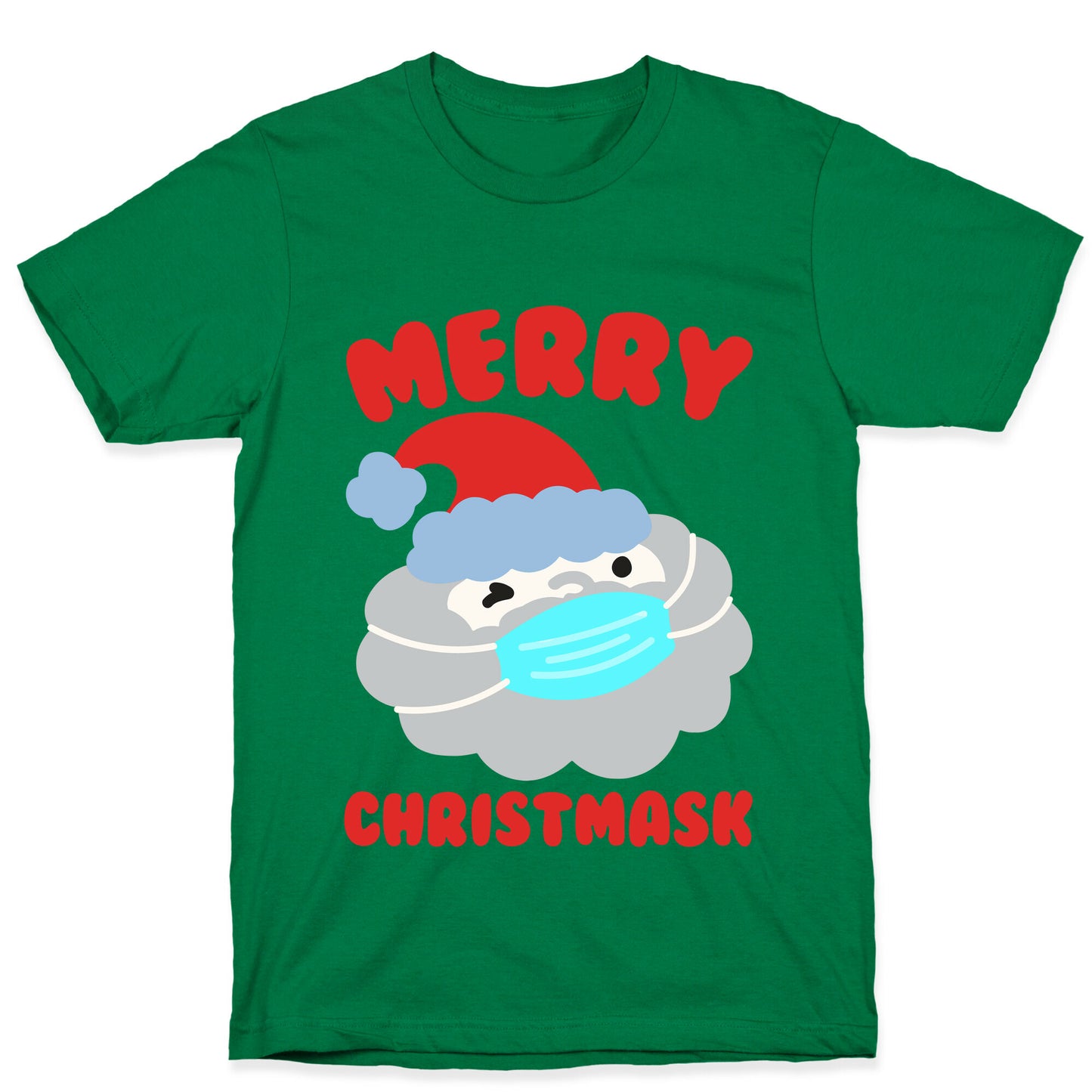 Merry Christmask White Print T-Shirt