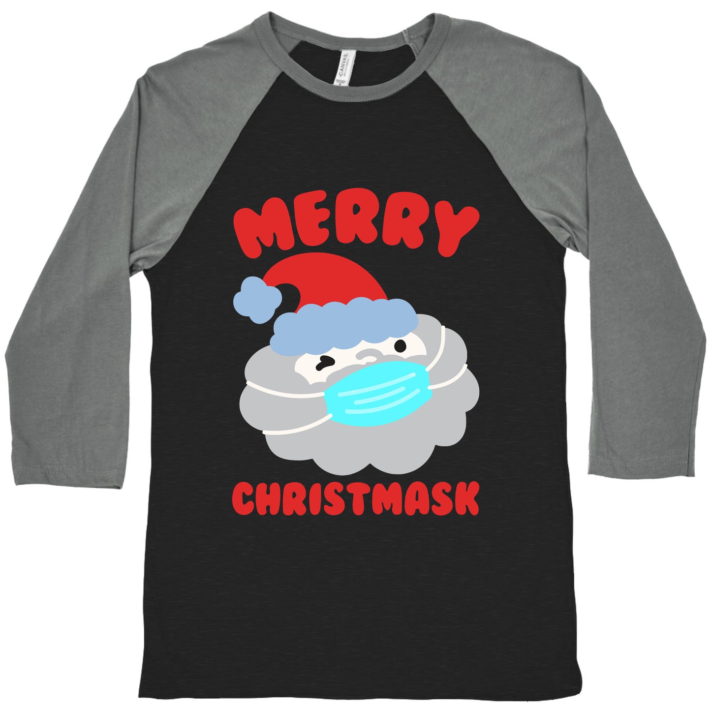 Merry Christmask White Print Baseball Tee