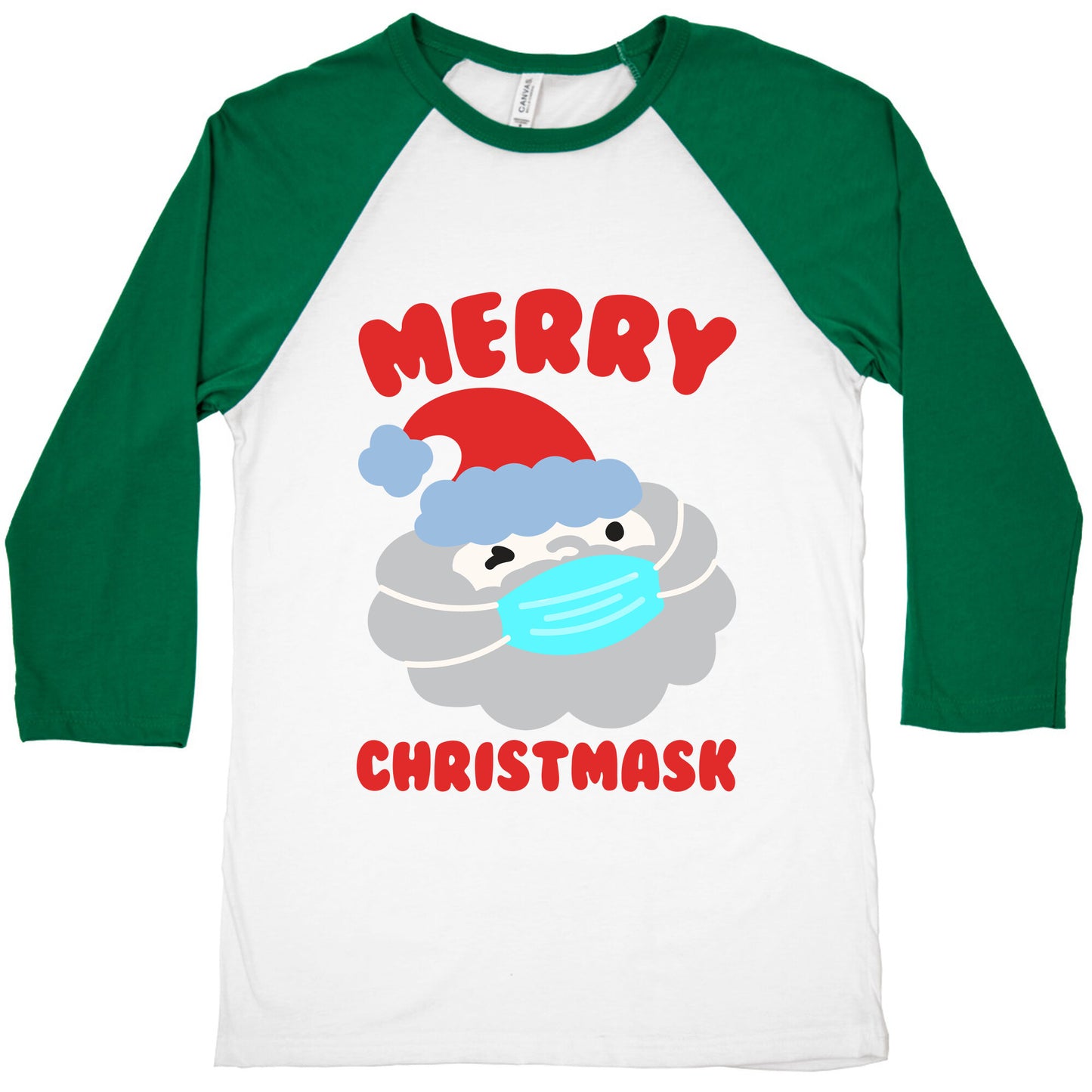 Merry Christmask White Print Baseball Tee