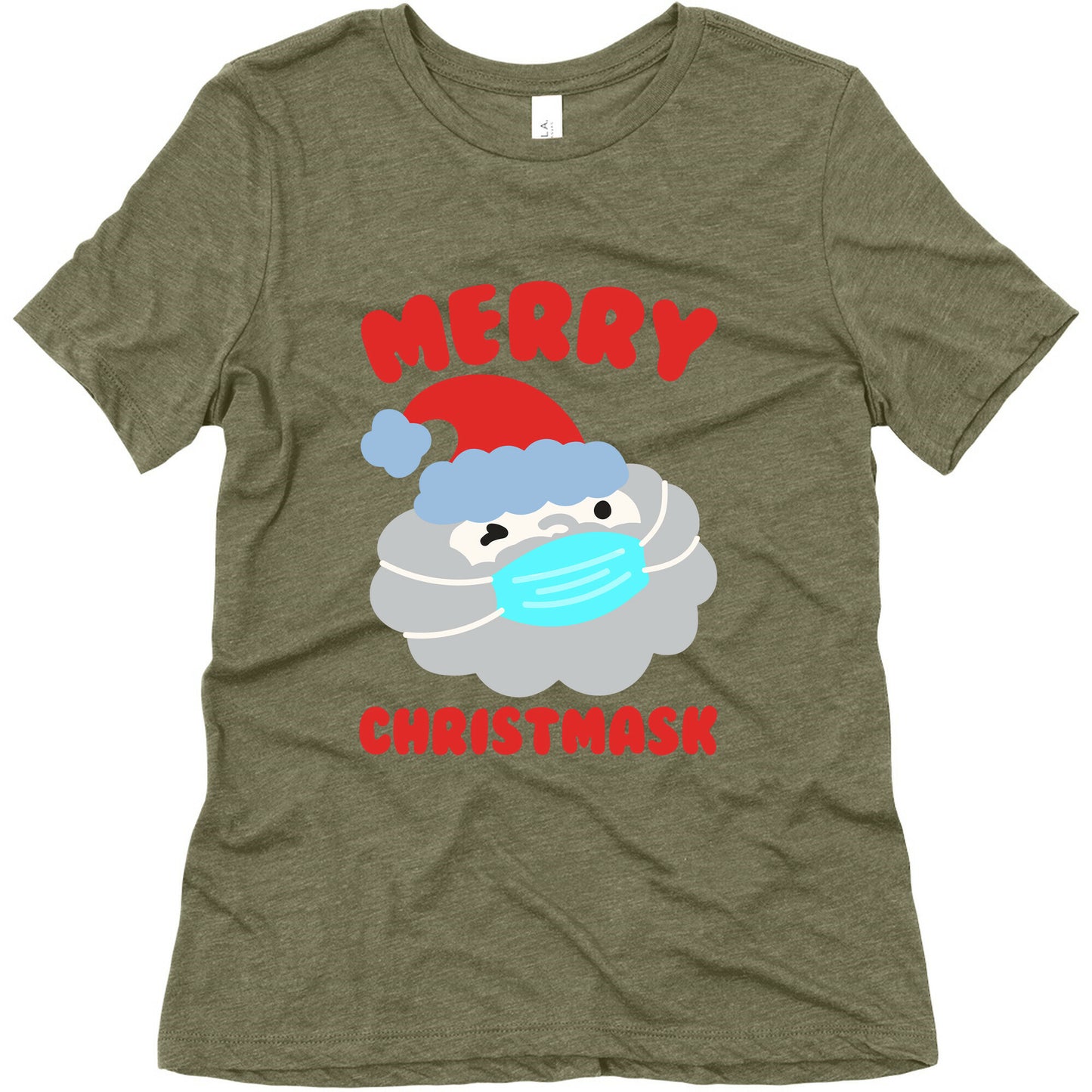 Merry Christmask White Print Women's Triblend Tee