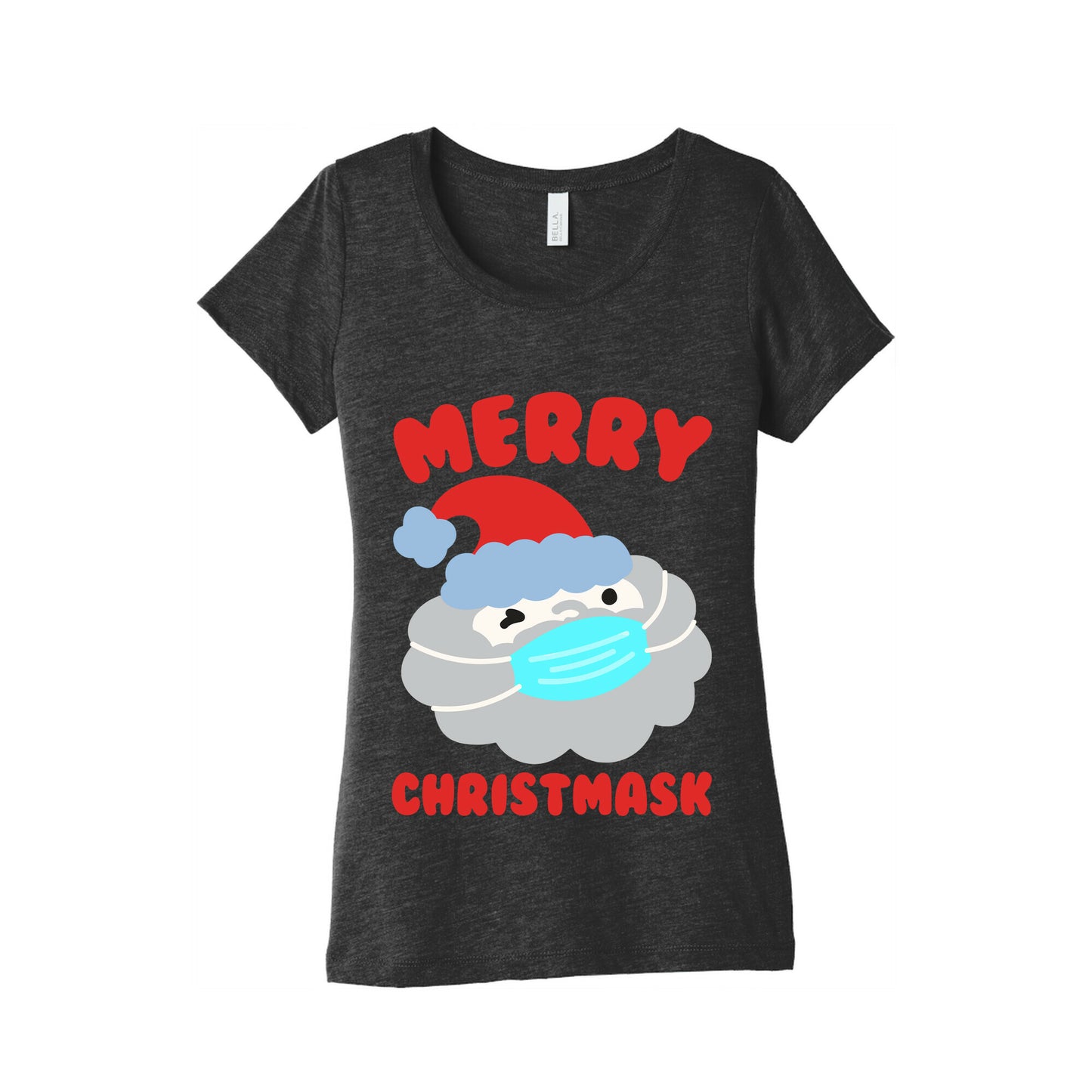 Merry Christmask White Print Women's Triblend Tee