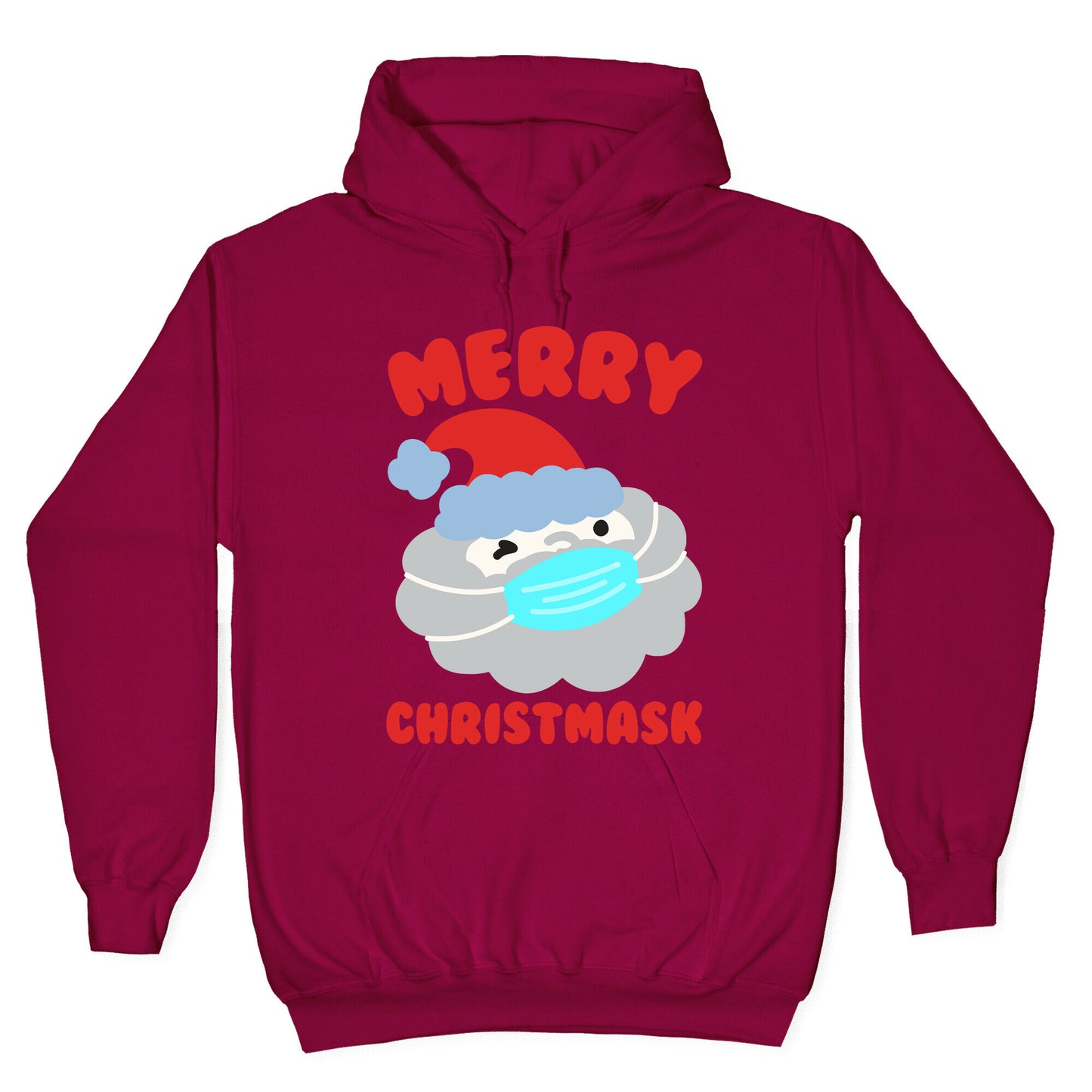 Merry Christmask White Print Hoodie