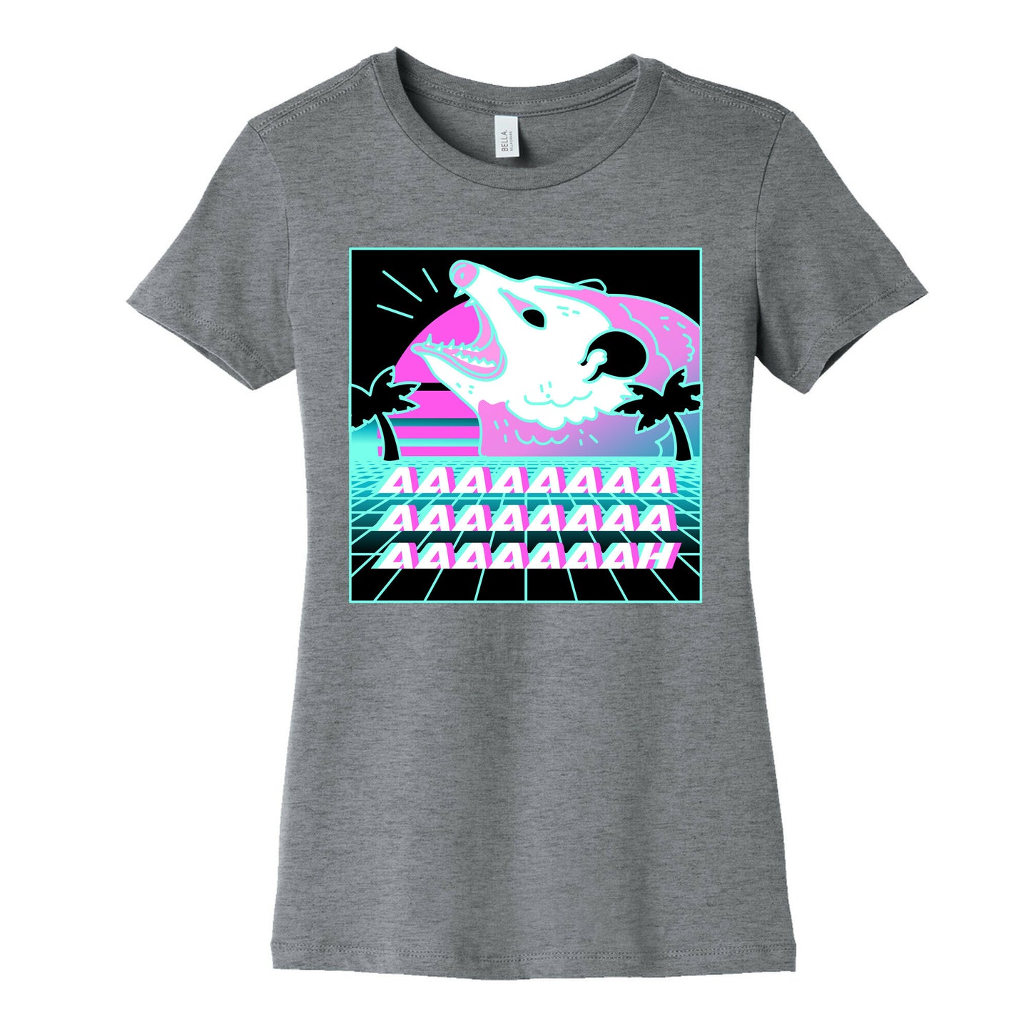 Screaming Retrowave Possum Women's Cotton Tee