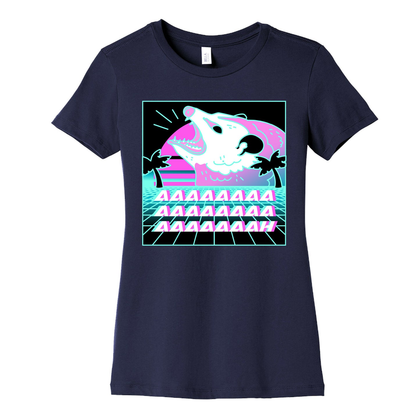 Screaming Retrowave Possum Women's Cotton Tee
