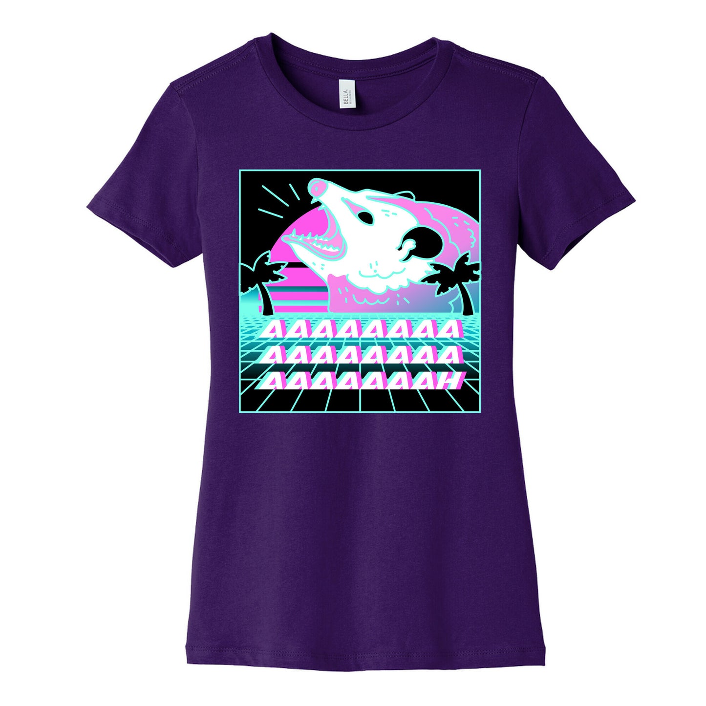 Screaming Retrowave Possum Women's Cotton Tee