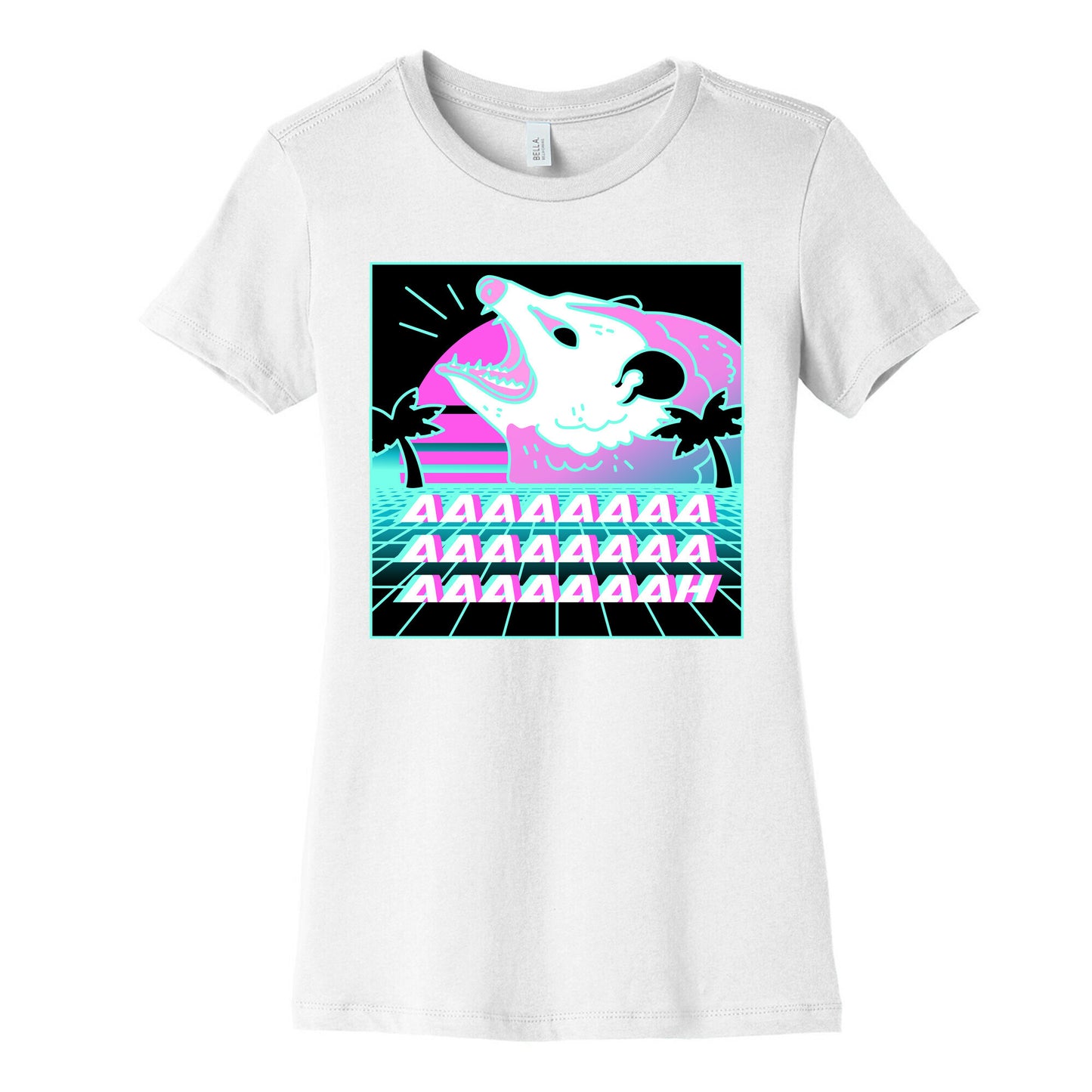 Screaming Retrowave Possum Women's Cotton Tee