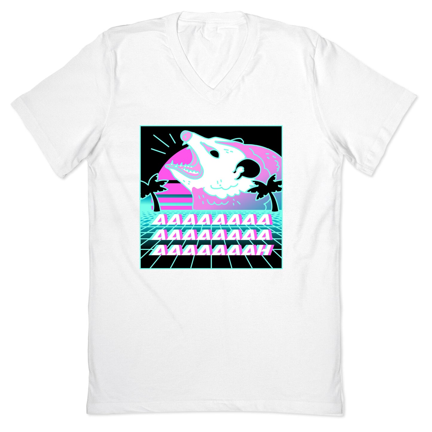 Screaming Retrowave Possum V-Neck