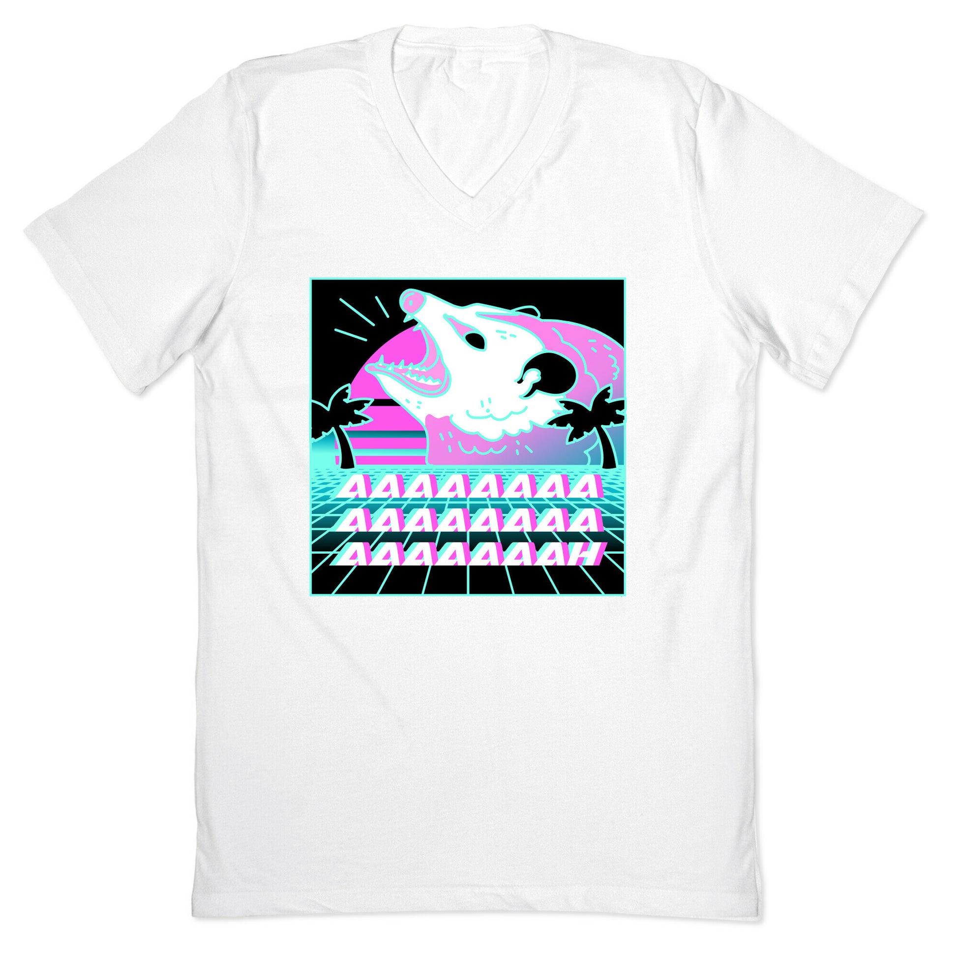 Screaming Retrowave Possum V-Neck