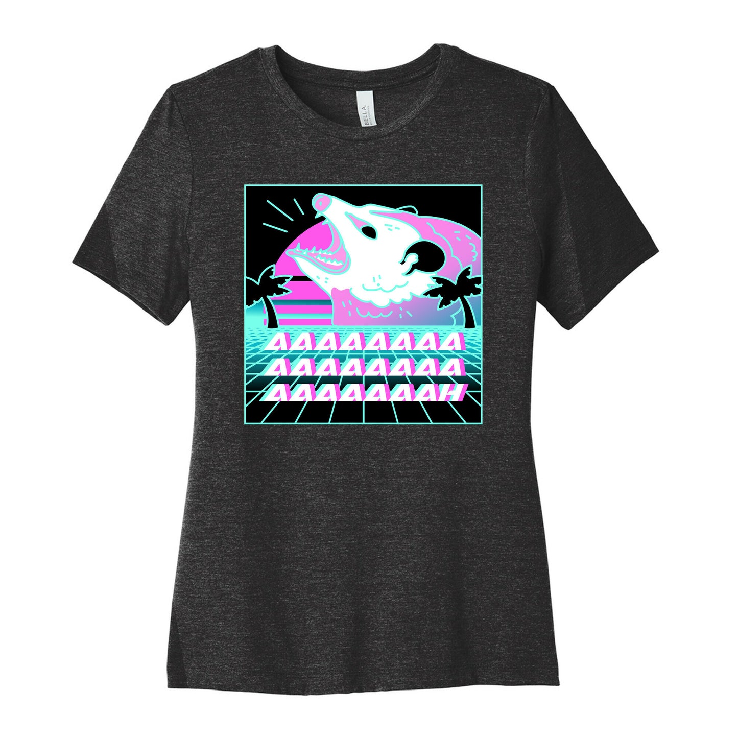Screaming Retrowave Possum Women's Cotton Tee
