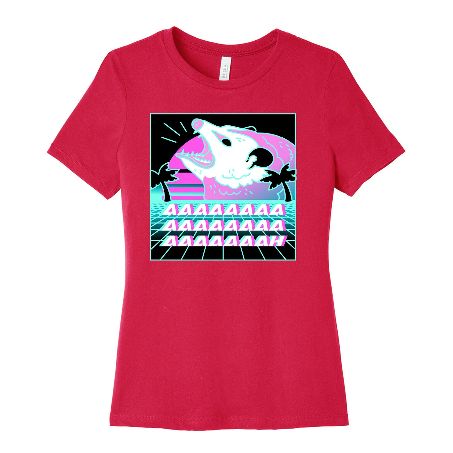 Screaming Retrowave Possum Women's Cotton Tee