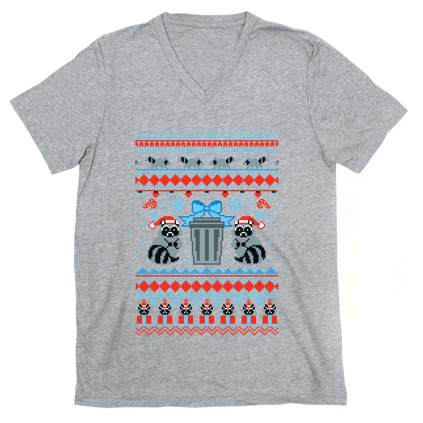 Raccoon Ugly Christmas Sweater V-Neck