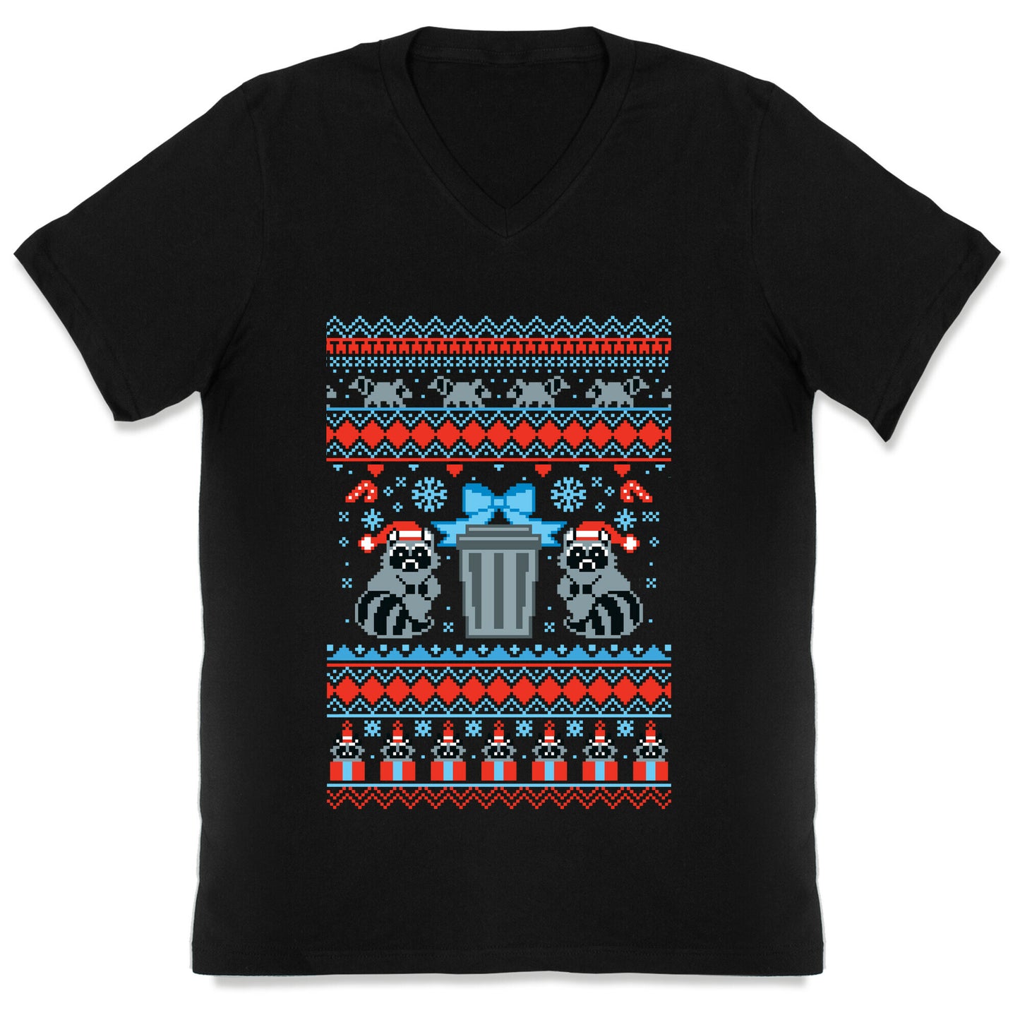 Raccoon Ugly Christmas Sweater V-Neck