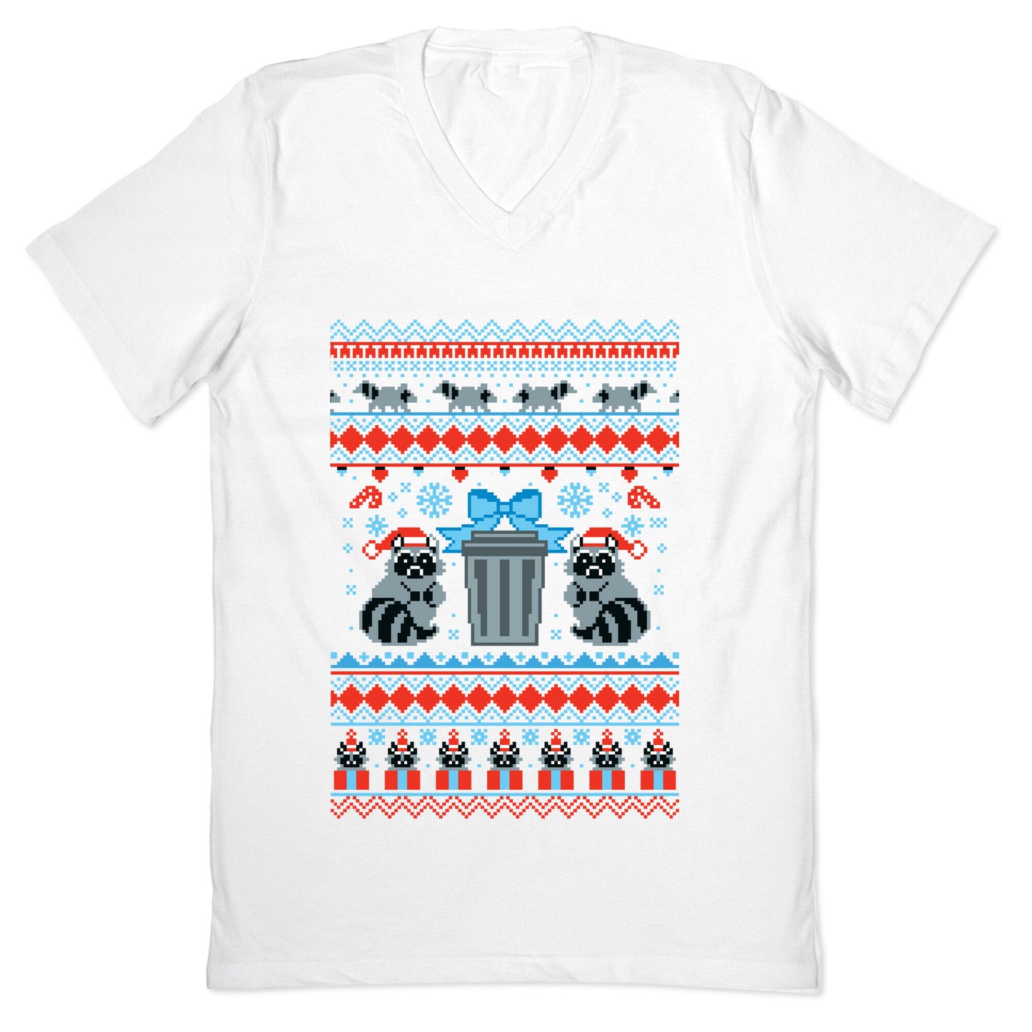 Raccoon Ugly Christmas Sweater V-Neck