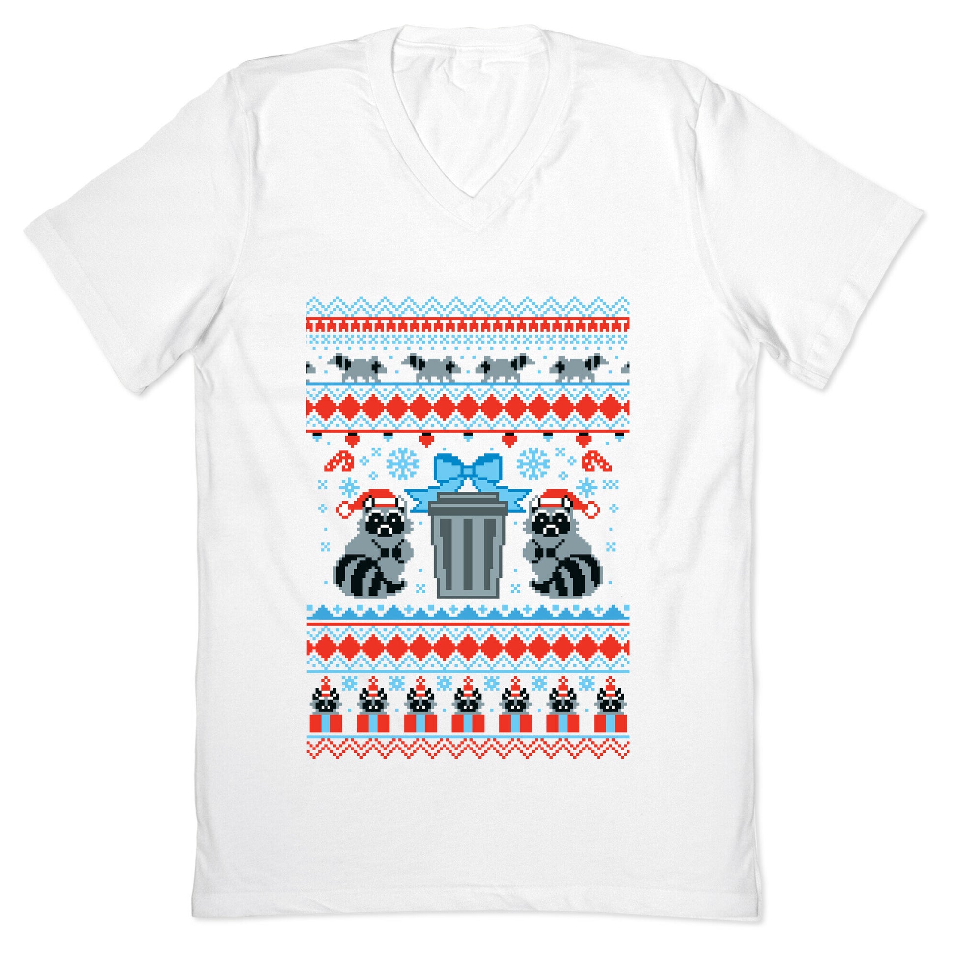 Raccoon Ugly Christmas Sweater V-Neck