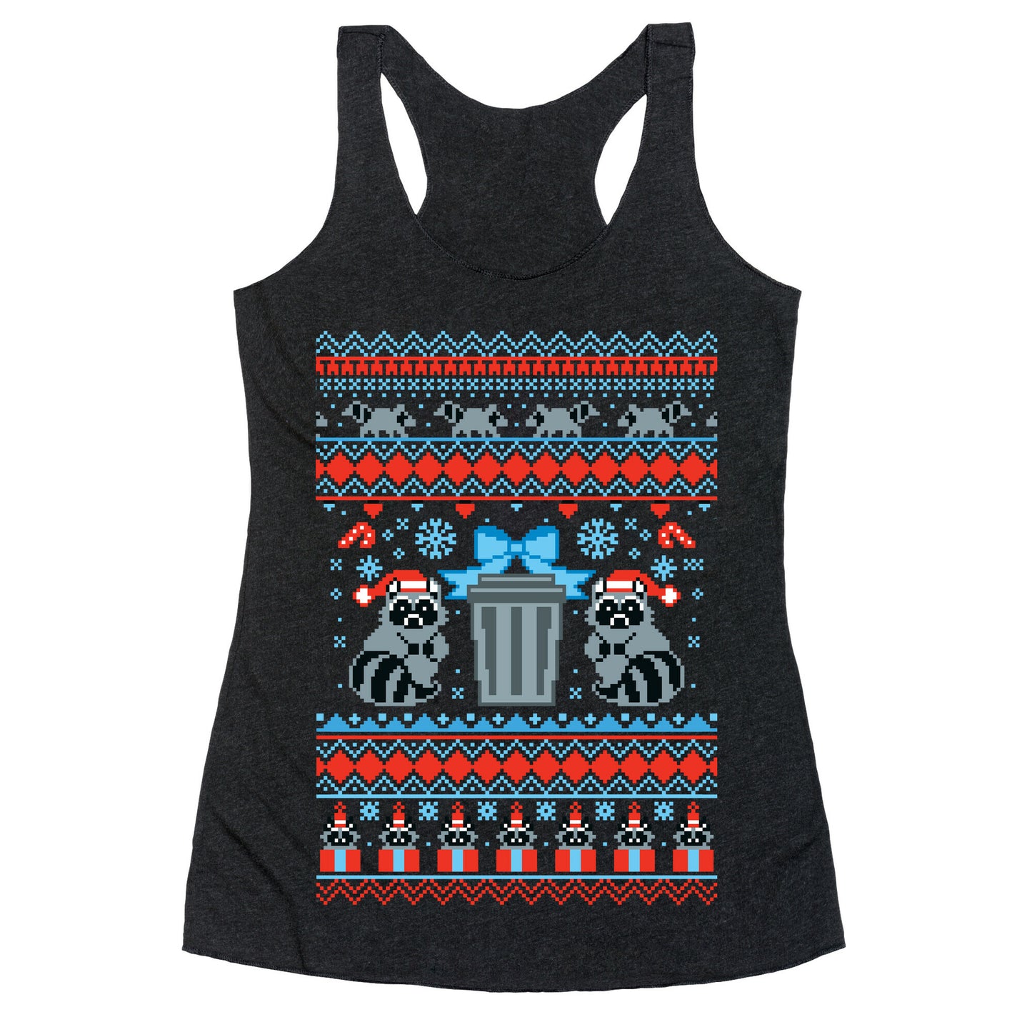 Raccoon Ugly Christmas Sweater Racerback Tank